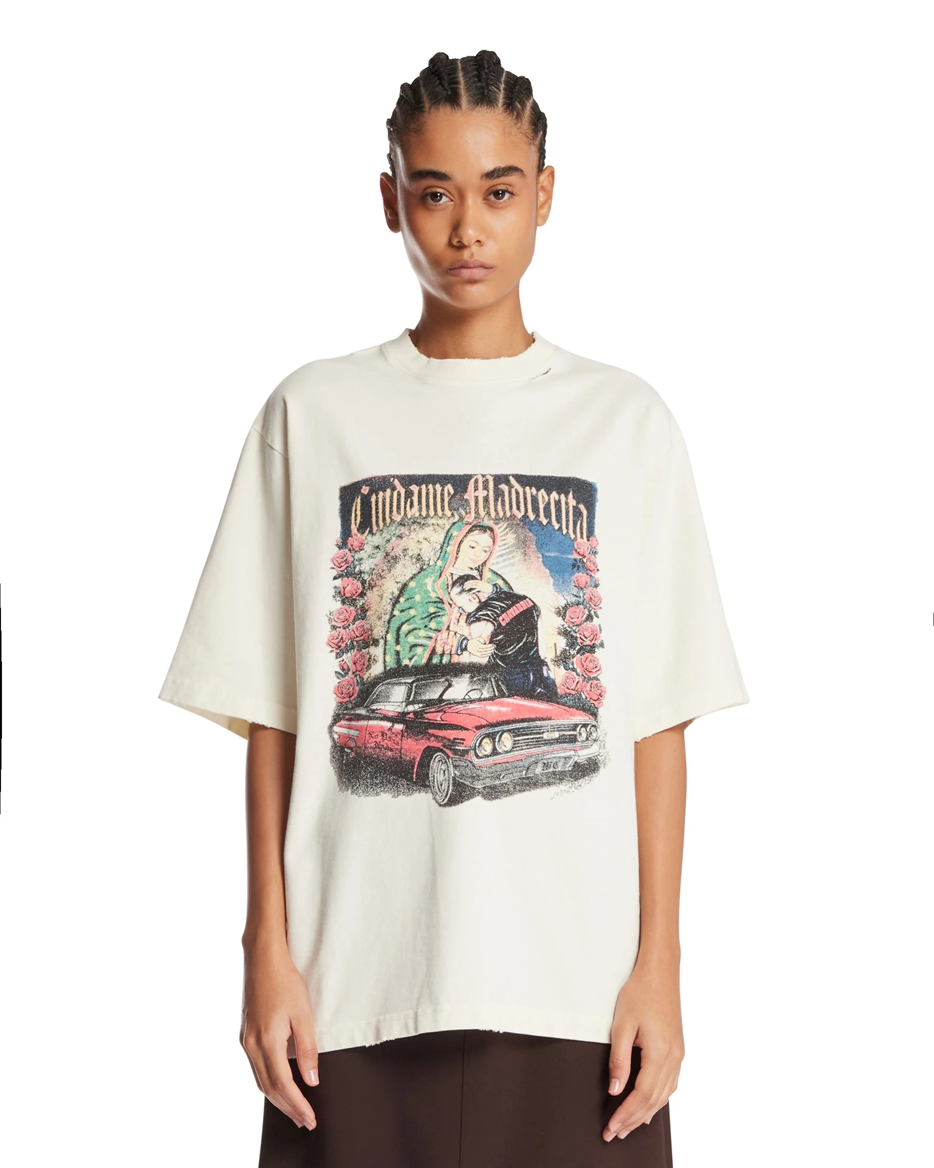 White Cotton Printed T-Shirt - 1