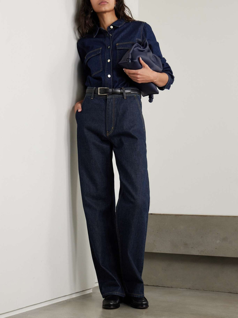 FRAME The Trapunto topstitched high-rise wide-leg organic jeans outlook