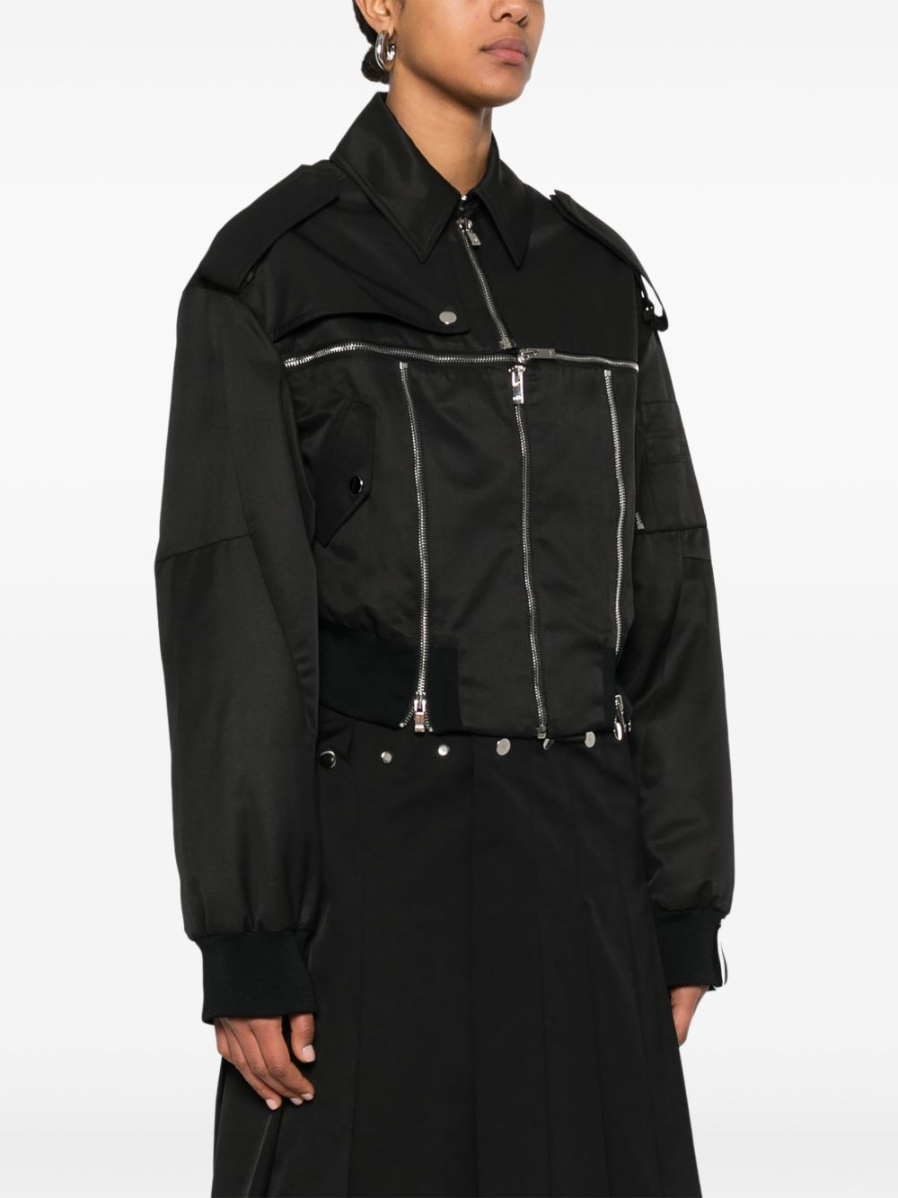 zip-detailed bomber jacket - 3