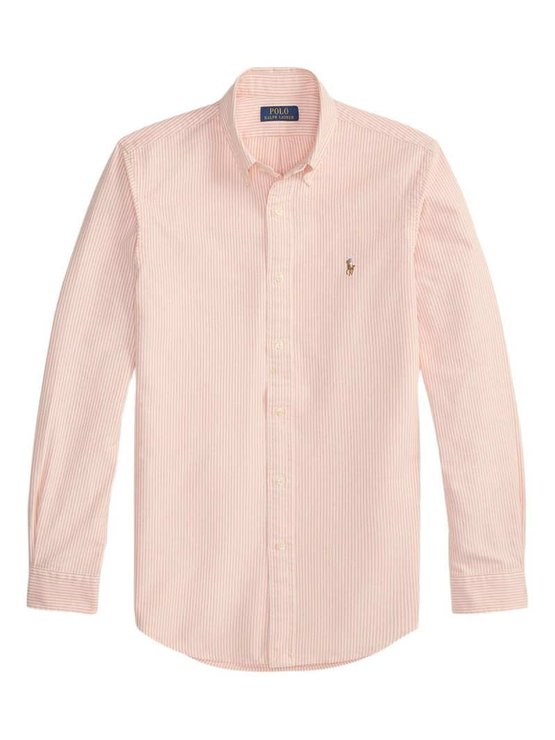 logo-embroidered striped oxford shirt 1