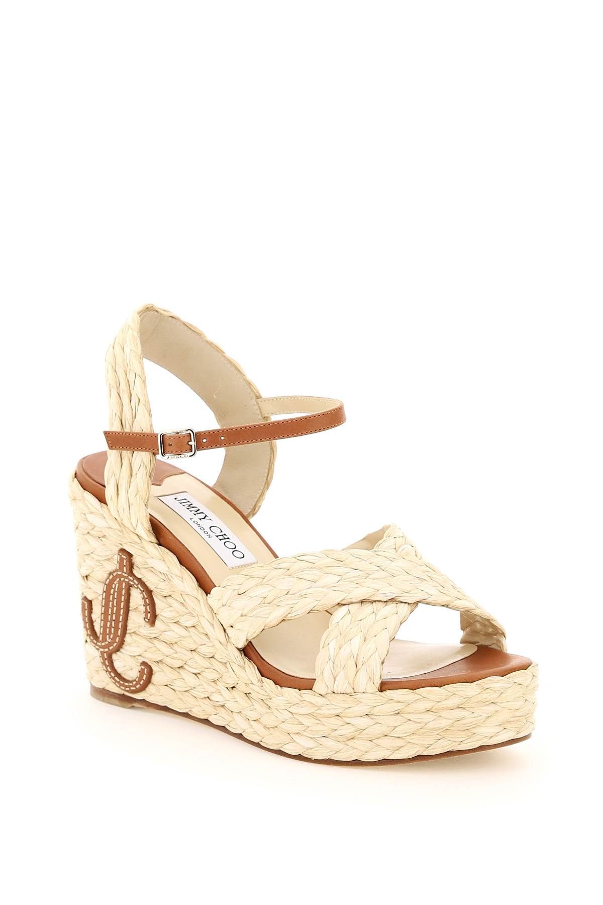 WOVEN RAFFIA DELLENA 100 WEDGE SANDALS - 4