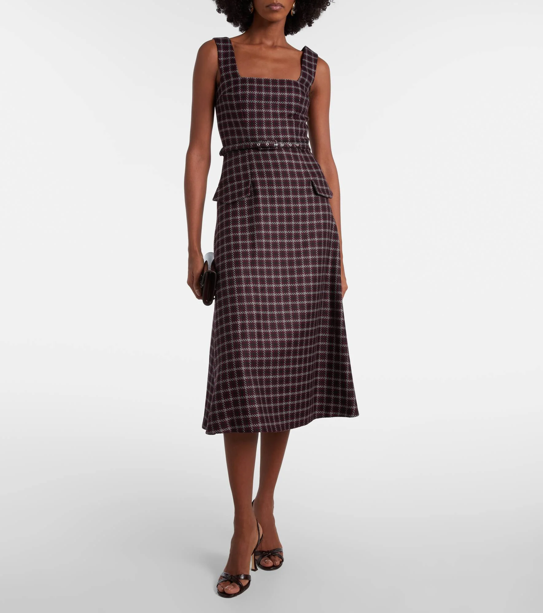 EMILIA WICKSTEAD Petra houndstooth wool-blend midi dress | REVERSIBLE EMILIA WICKSTEAD Petra houndstooth wool-blend midi dress | REVERSIBLE