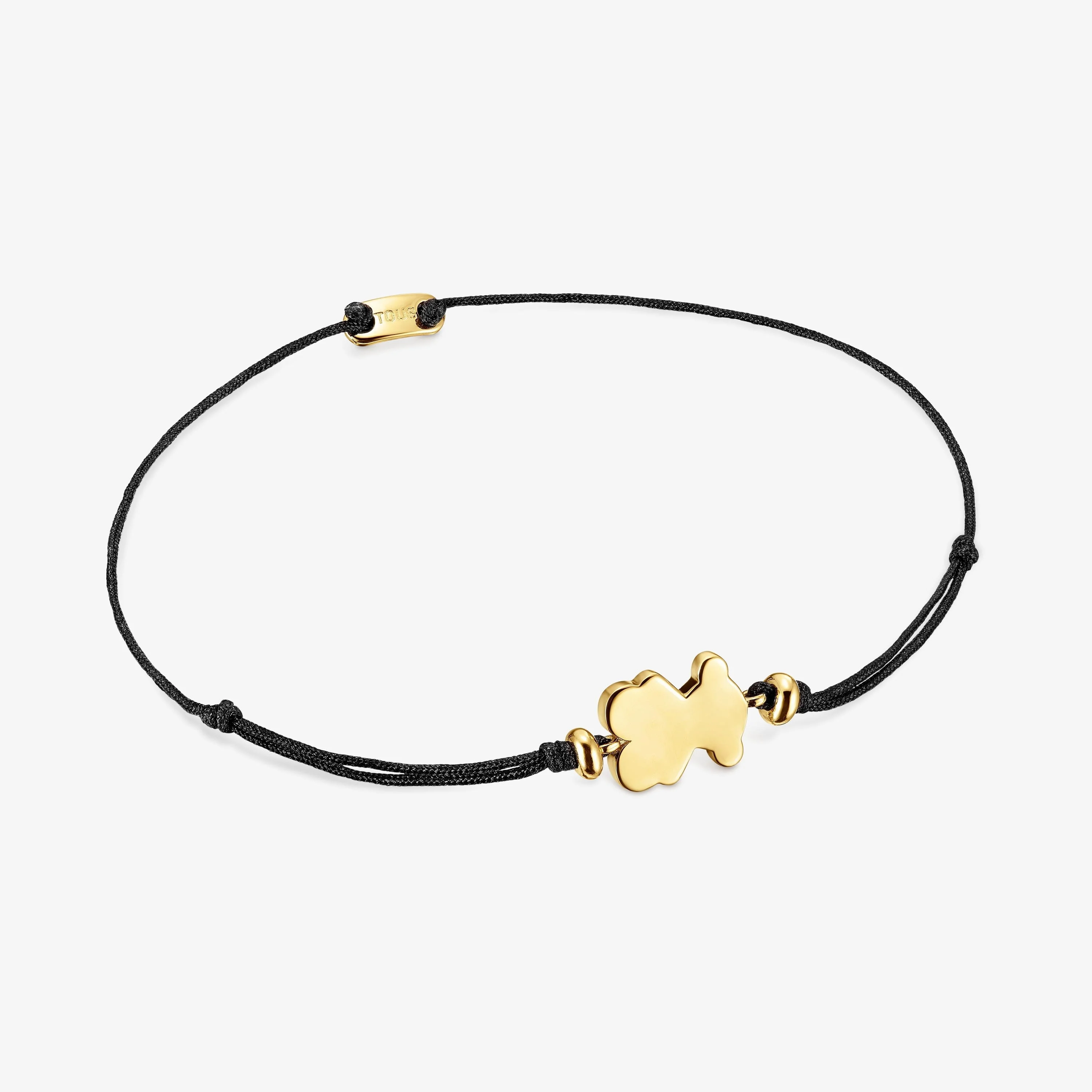18K gold vermeil and black nylon Bracelet with bear charm Sweet Dolls - 1