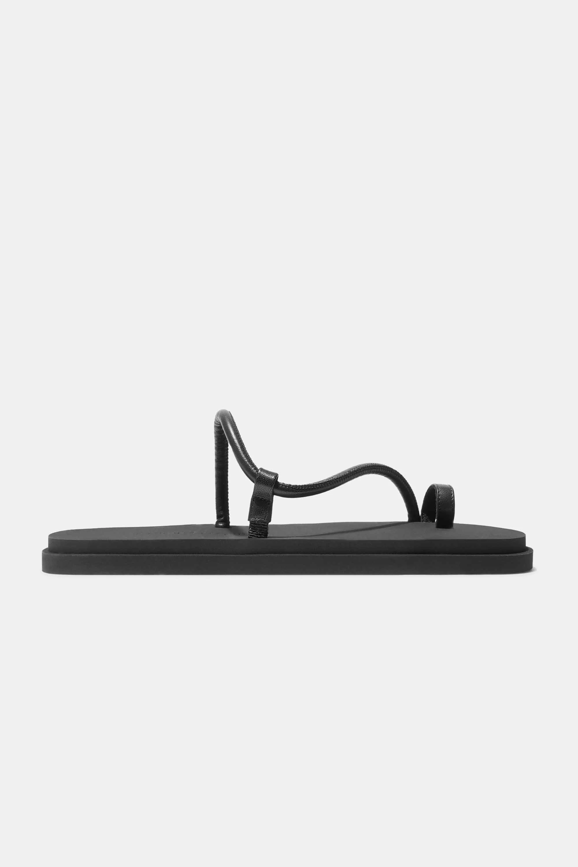 BARI POOL SLIDE IN BLACK NAPPA AND RUBBER - 1
