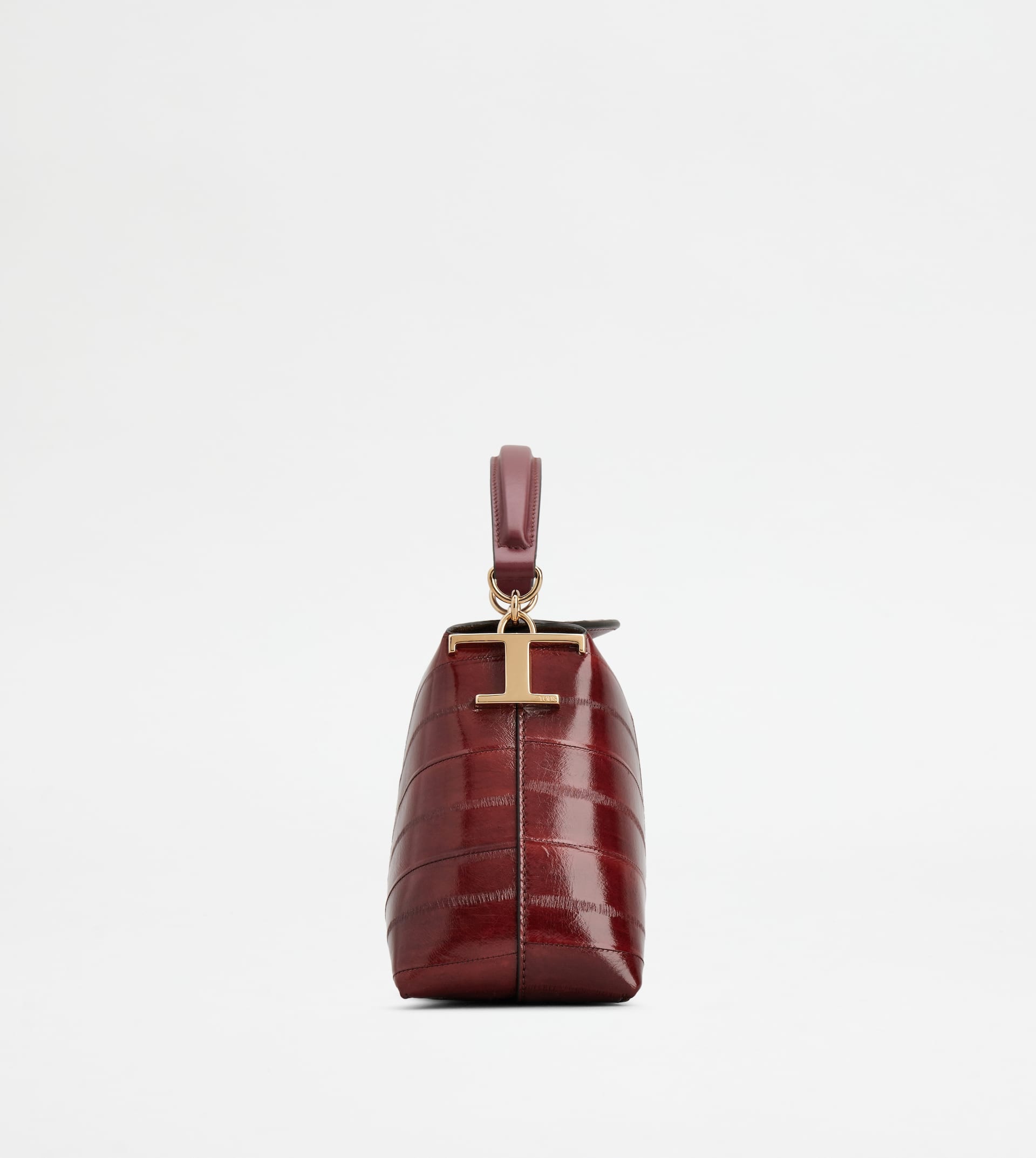 TOD'S T CASE TOTE MESSENGER BAG IN EEL LEATHER MICRO - BURGUNDY - 2