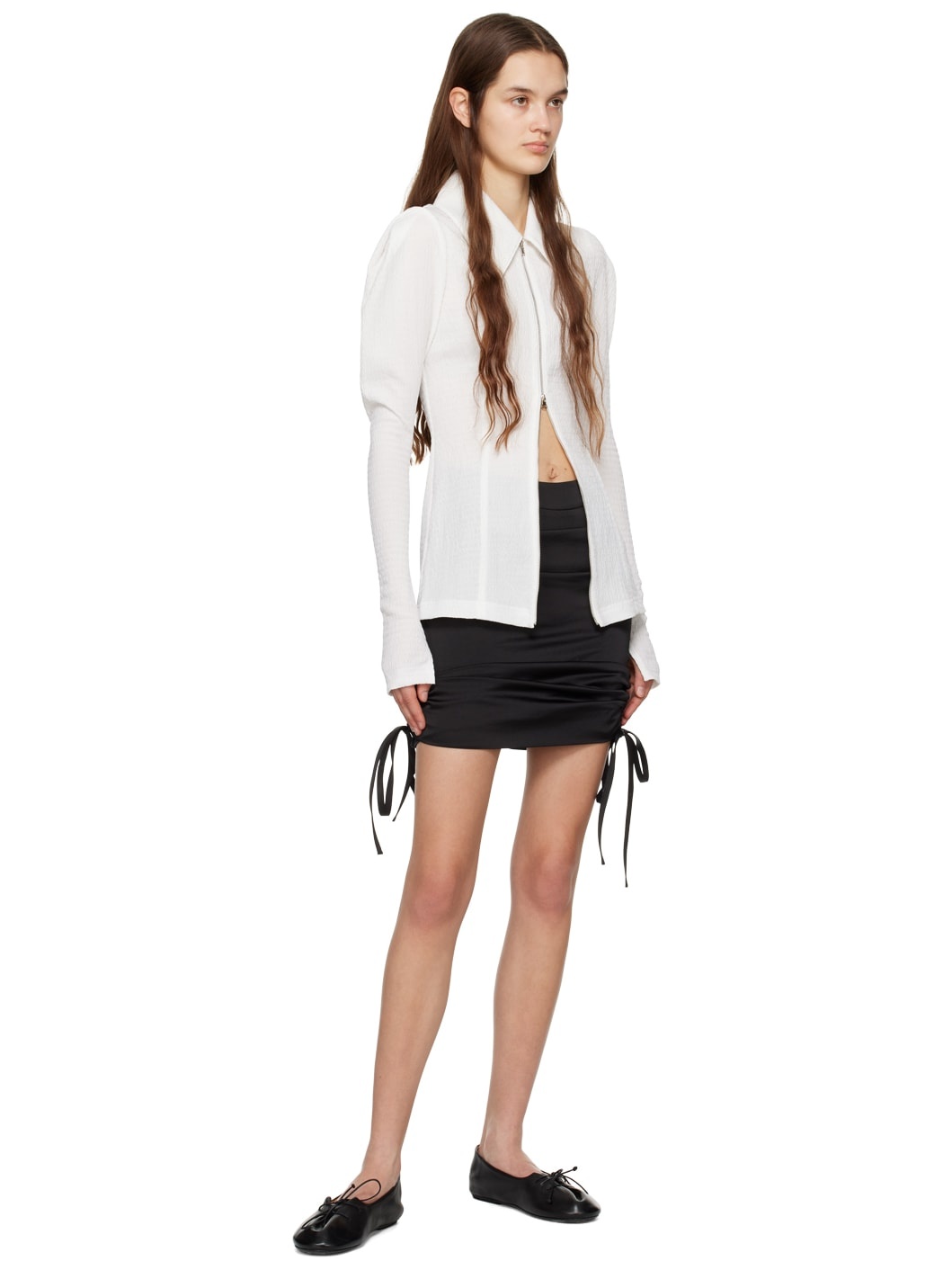 Black Ruched Miniskirt - 4