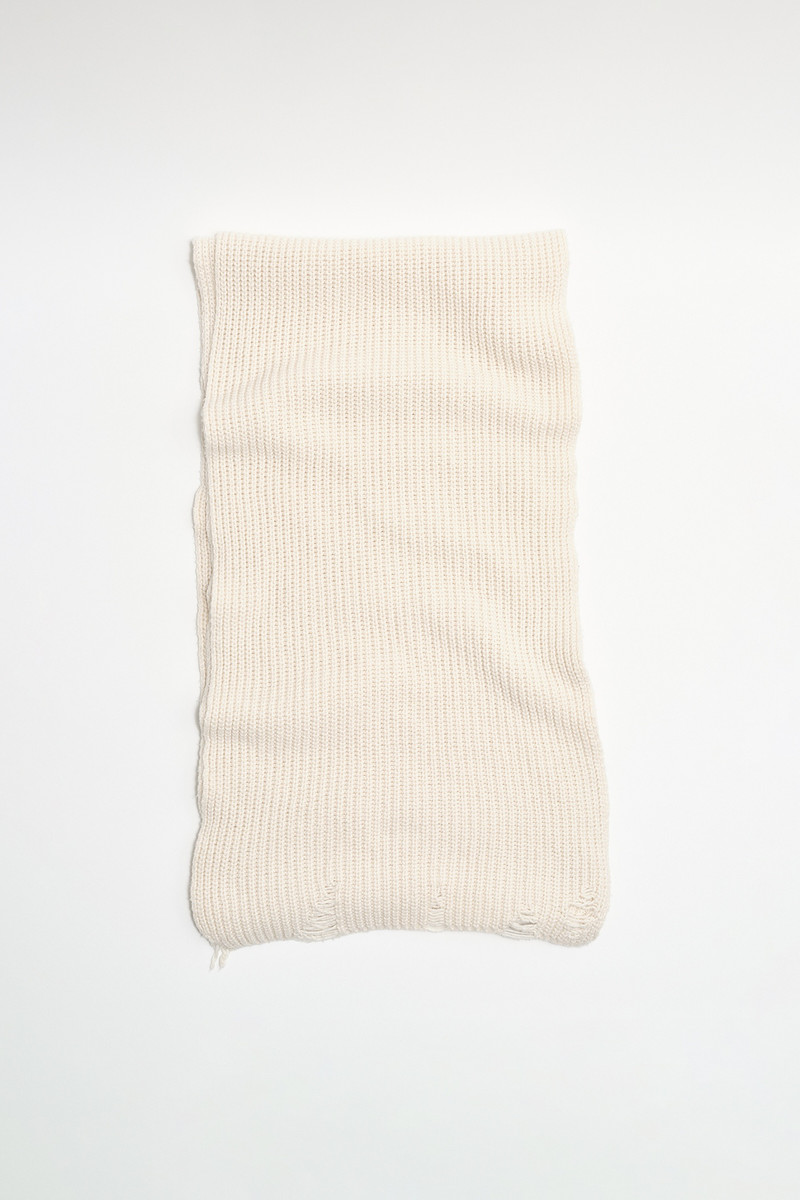 Grand Knitted Scarf Natural Tousled Cotton 1
