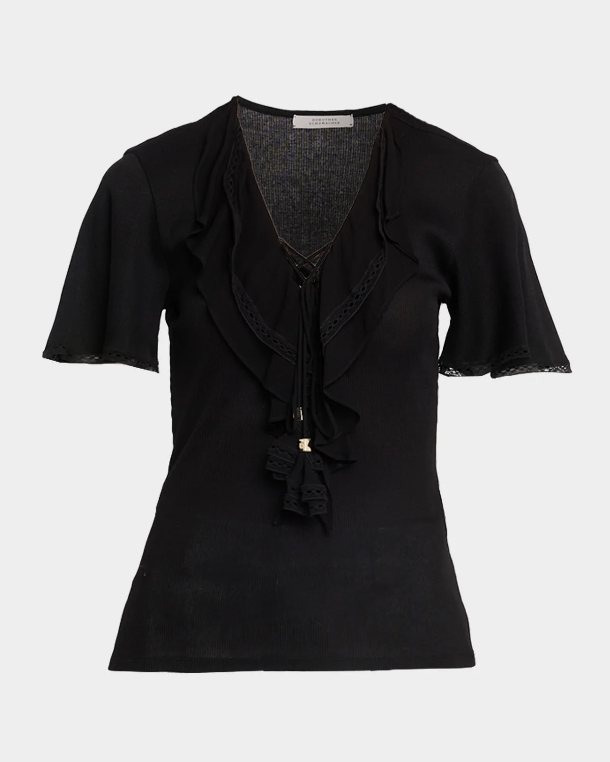 Pure Sleekness Lace-Trim Cotton Shirt - 1