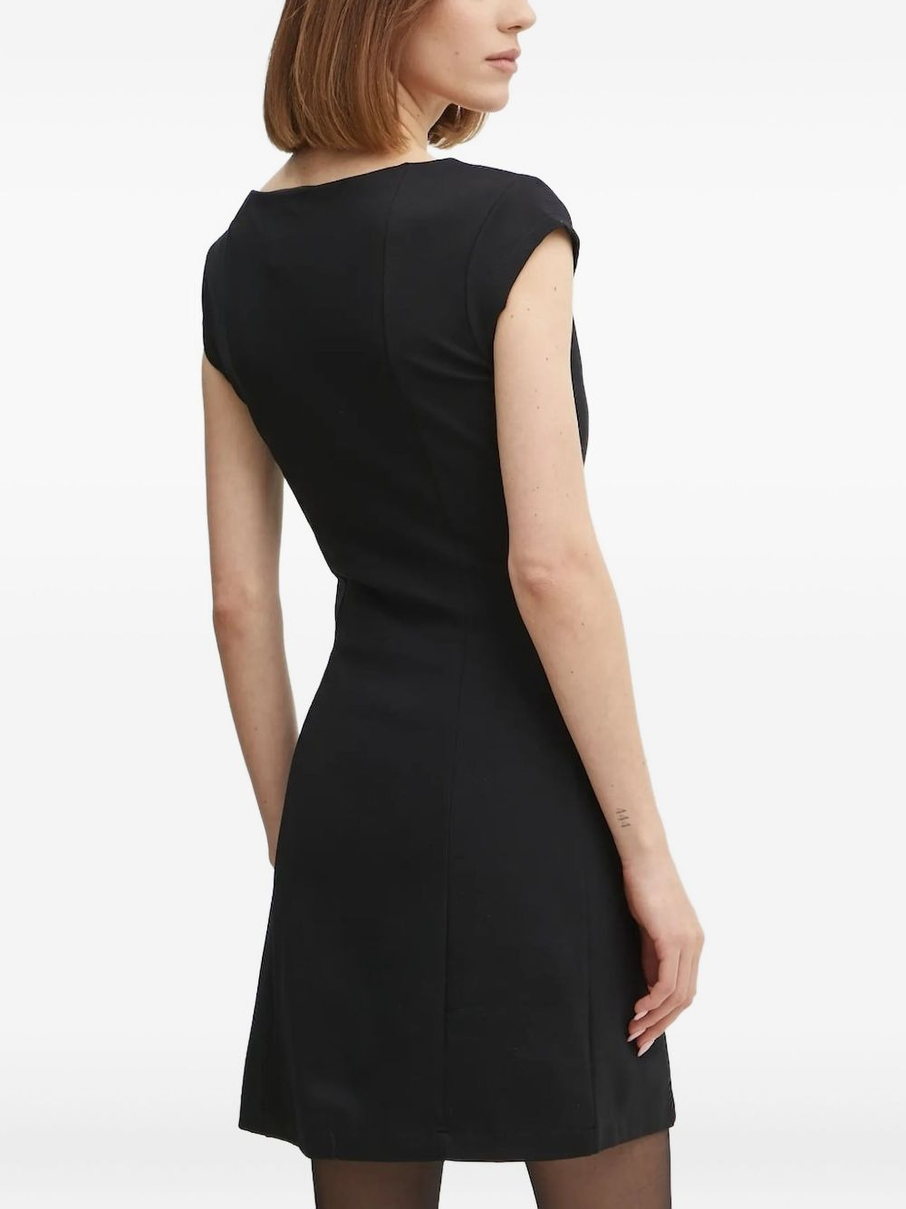 keyhole-neck short-sleeve mini dress - 2