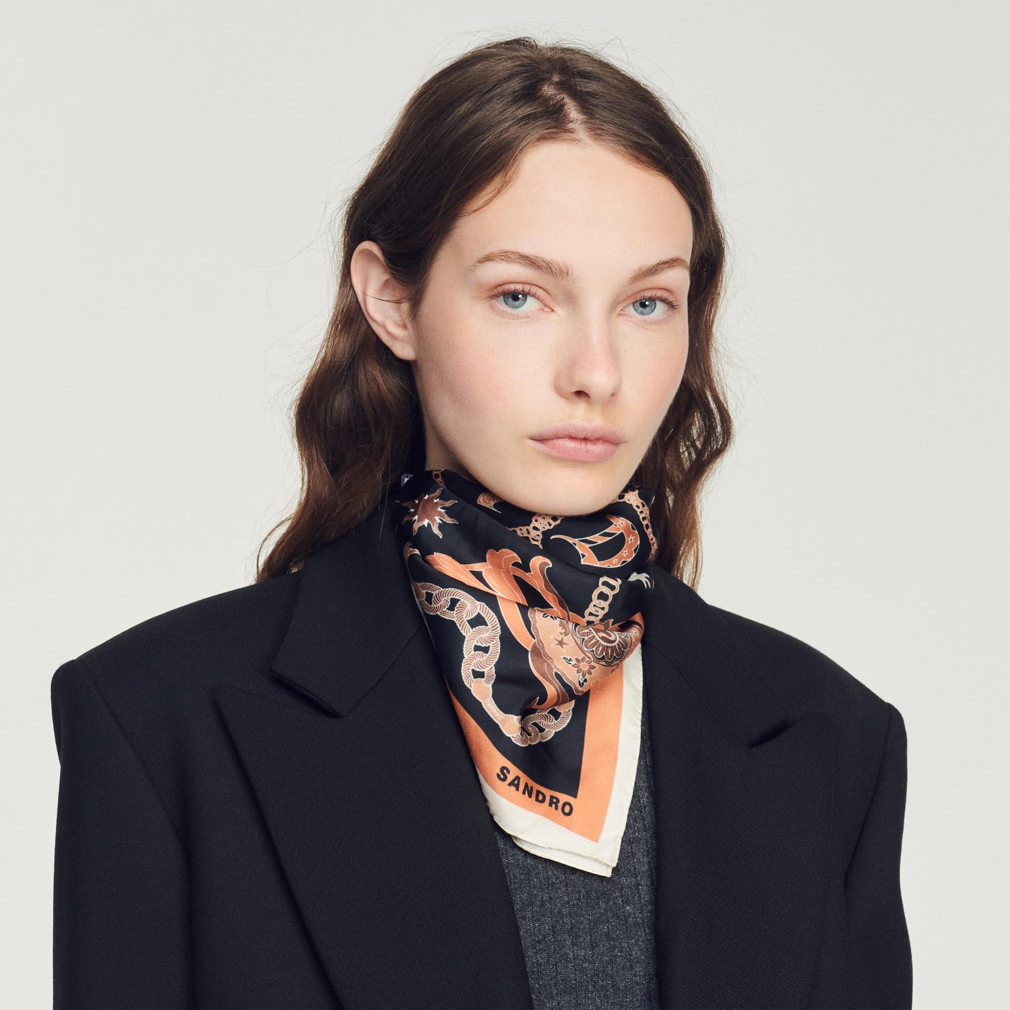 Printed silk twill scarf - 1