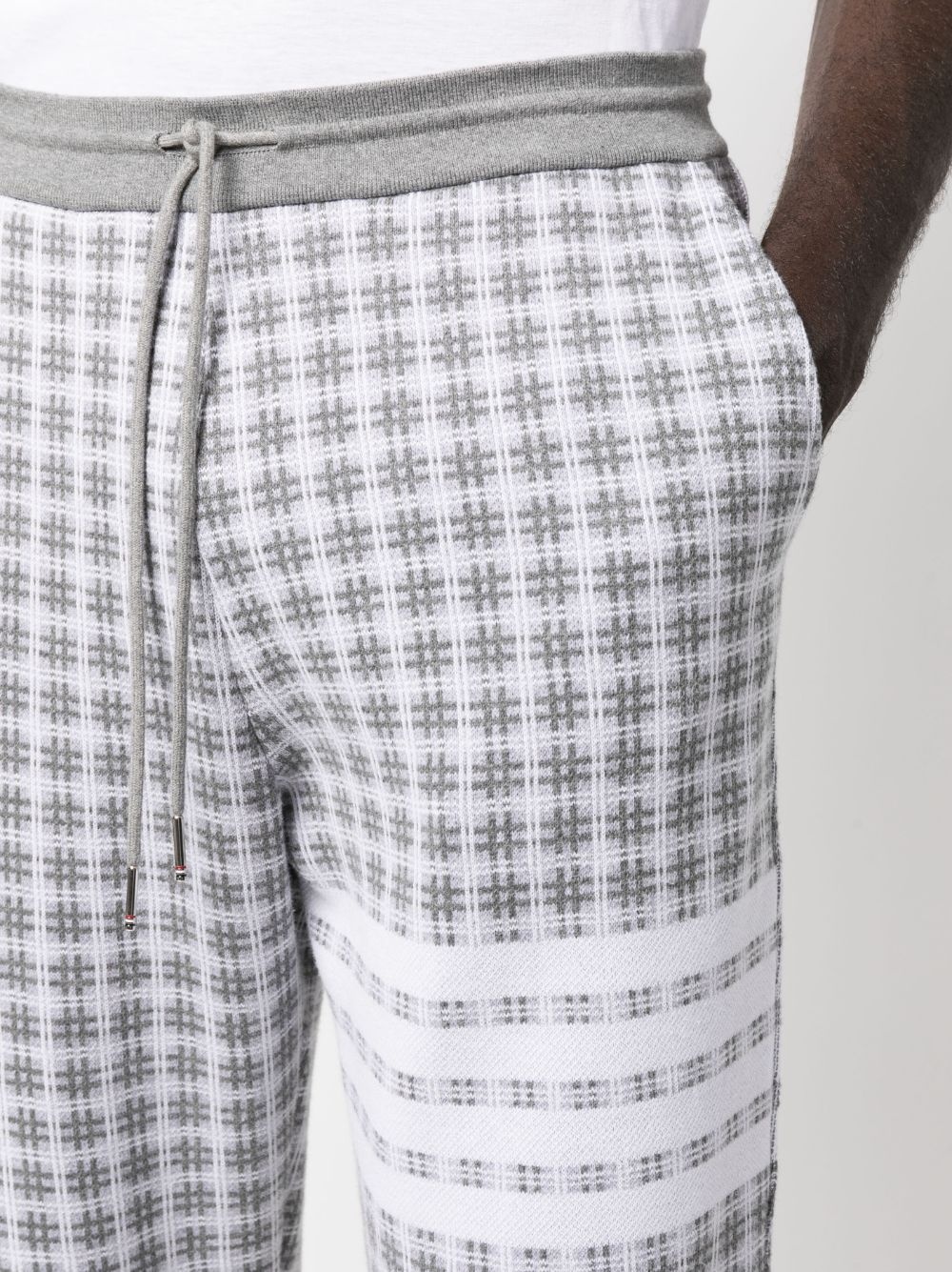 checked jacquard track pants - 5
