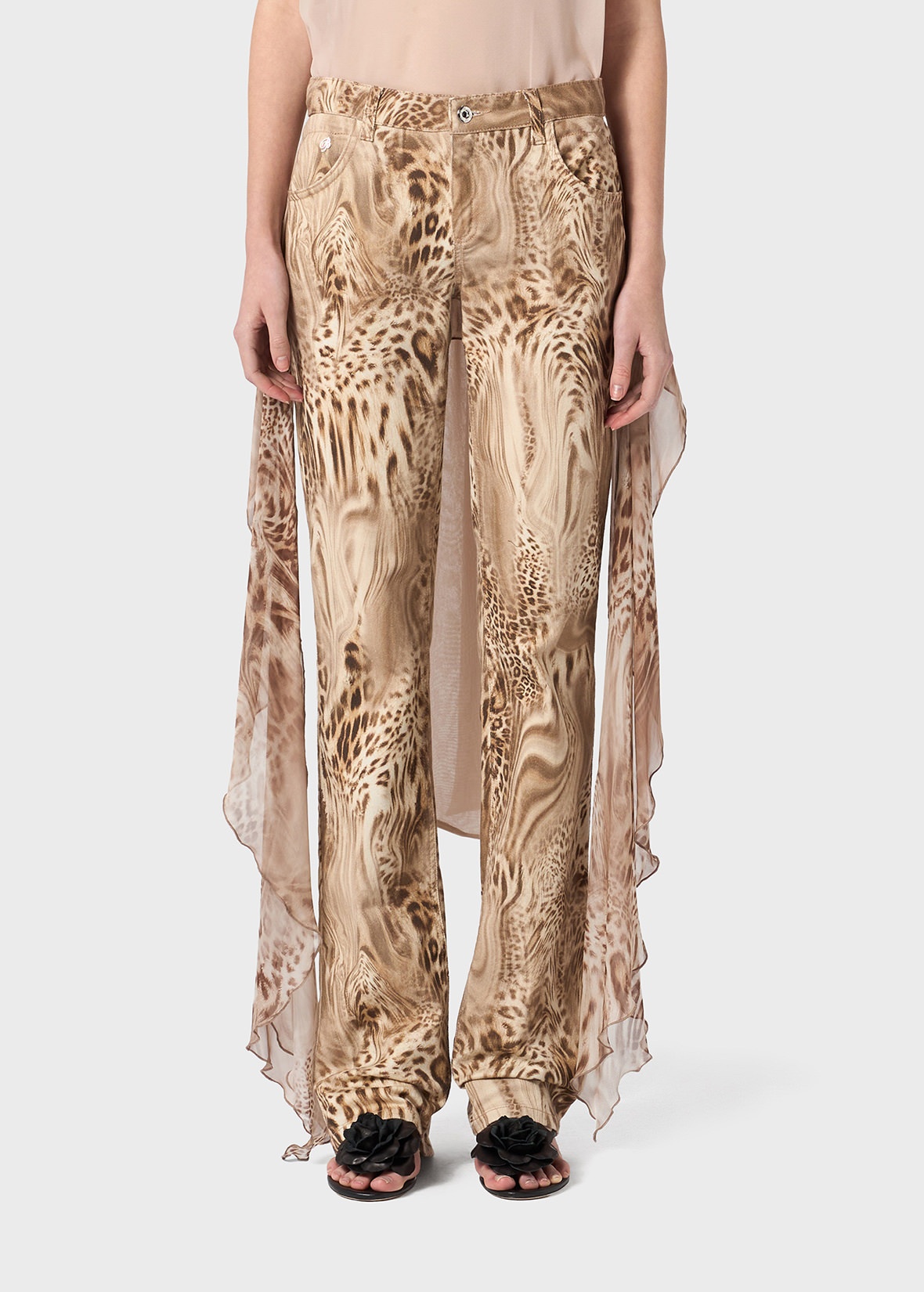 PRINTED JEANS IN GEORGETTE WITH FLOUNCE - 3