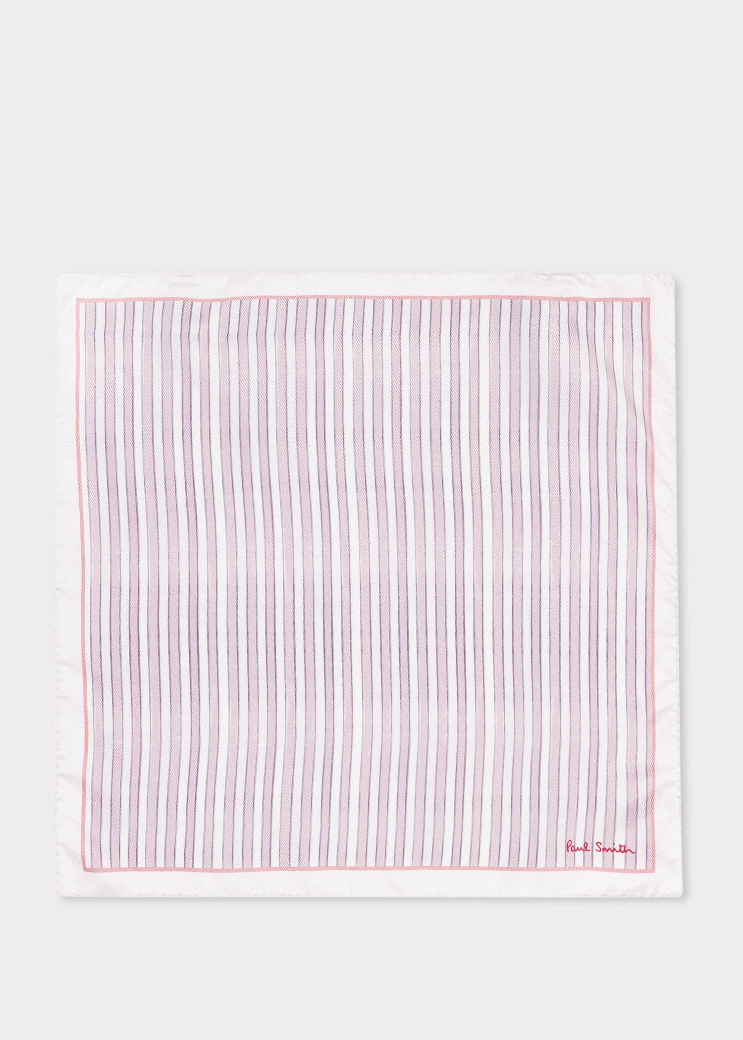 Pink and White Stripe Silk Pocket Square - 1