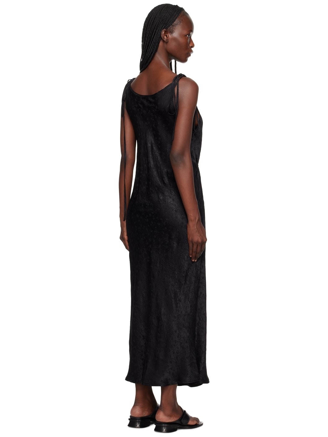 Black Tied Wrap Midi Dress - 3