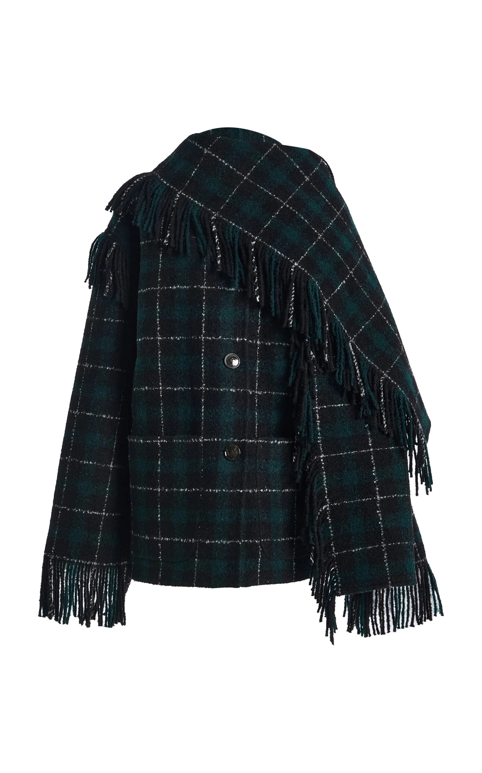 Fringed Scarf Wool-Blend Jacket - 1