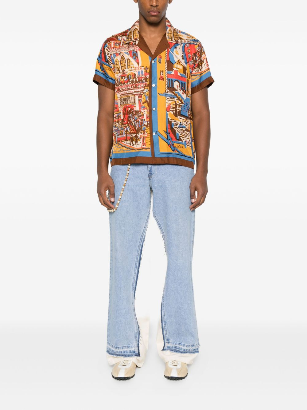 city-scene print silk shirt - 2