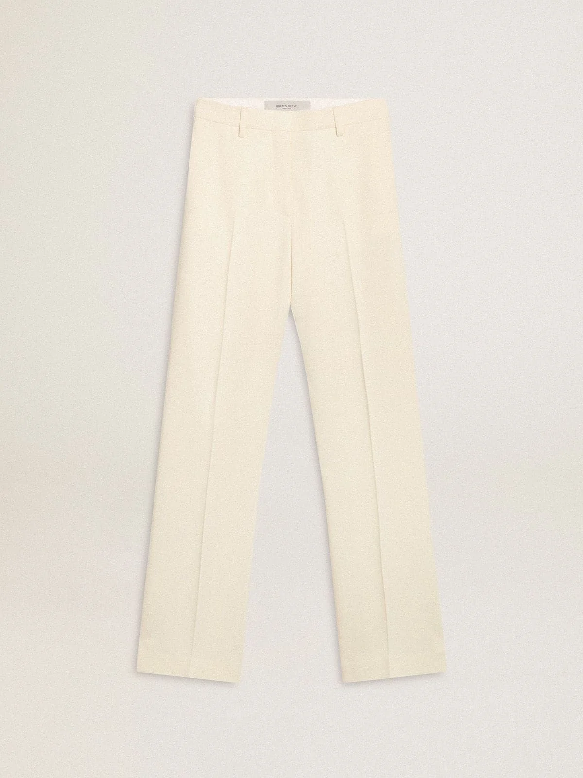 Women's loose pants in worn-white tailored fabric - 1