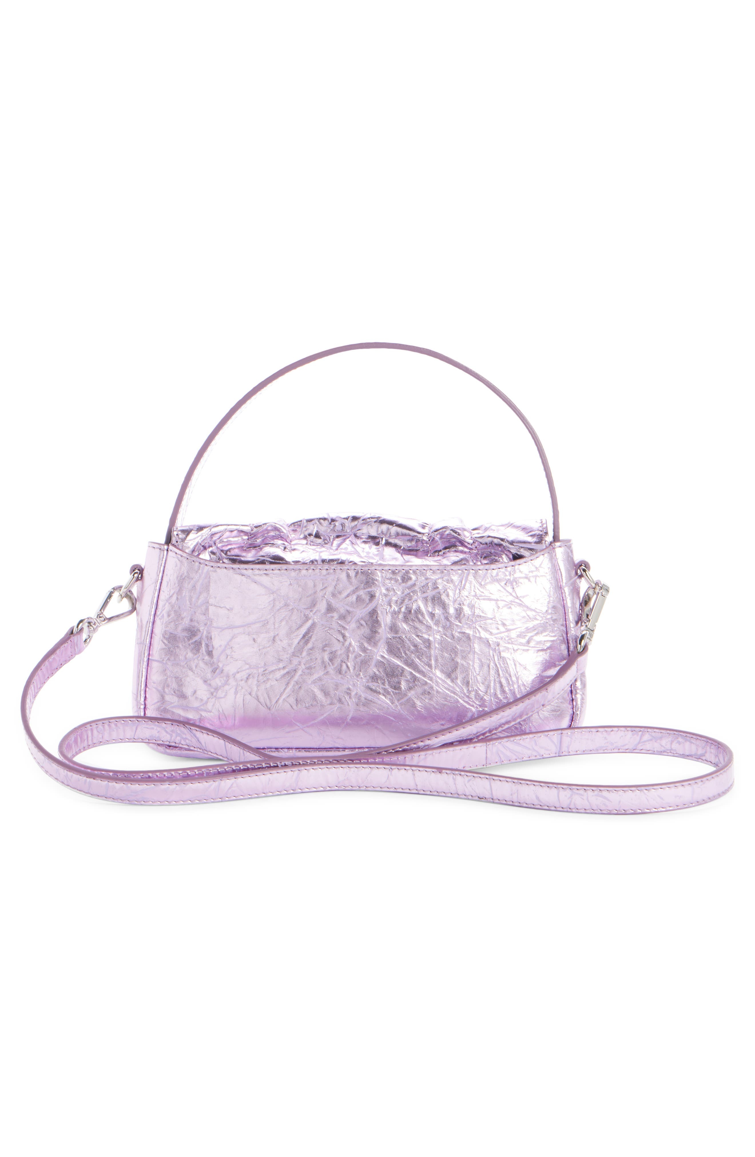 Acne Studios Micro Multipocket Crinkled Metallic Leather Handbag in Lavender Purple at Nordstrom - 3