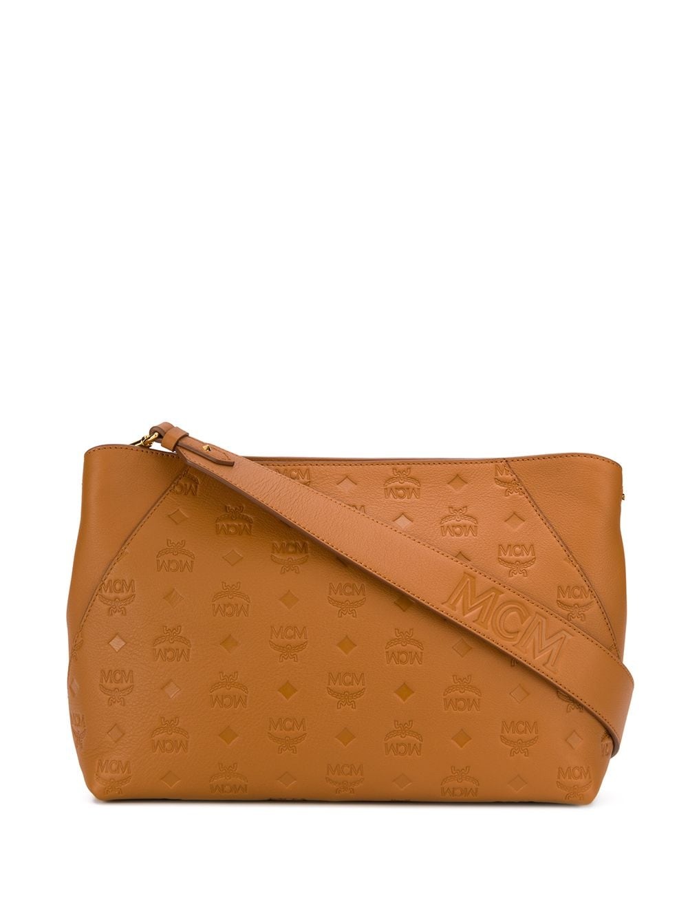 embossed monogram shoulder bag - 1