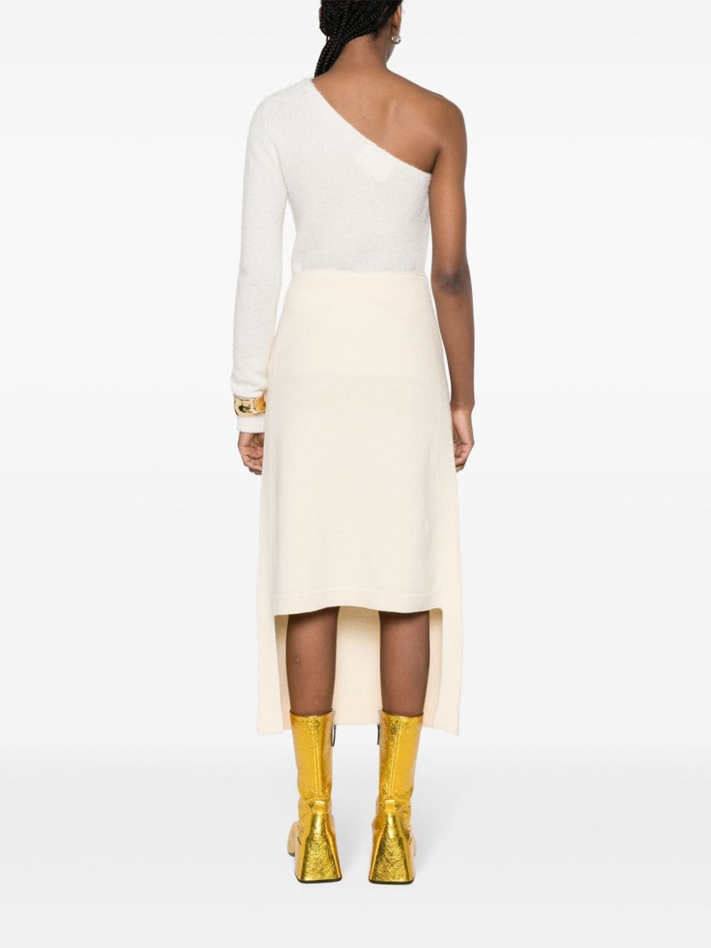 wool step-hem skirt - 4