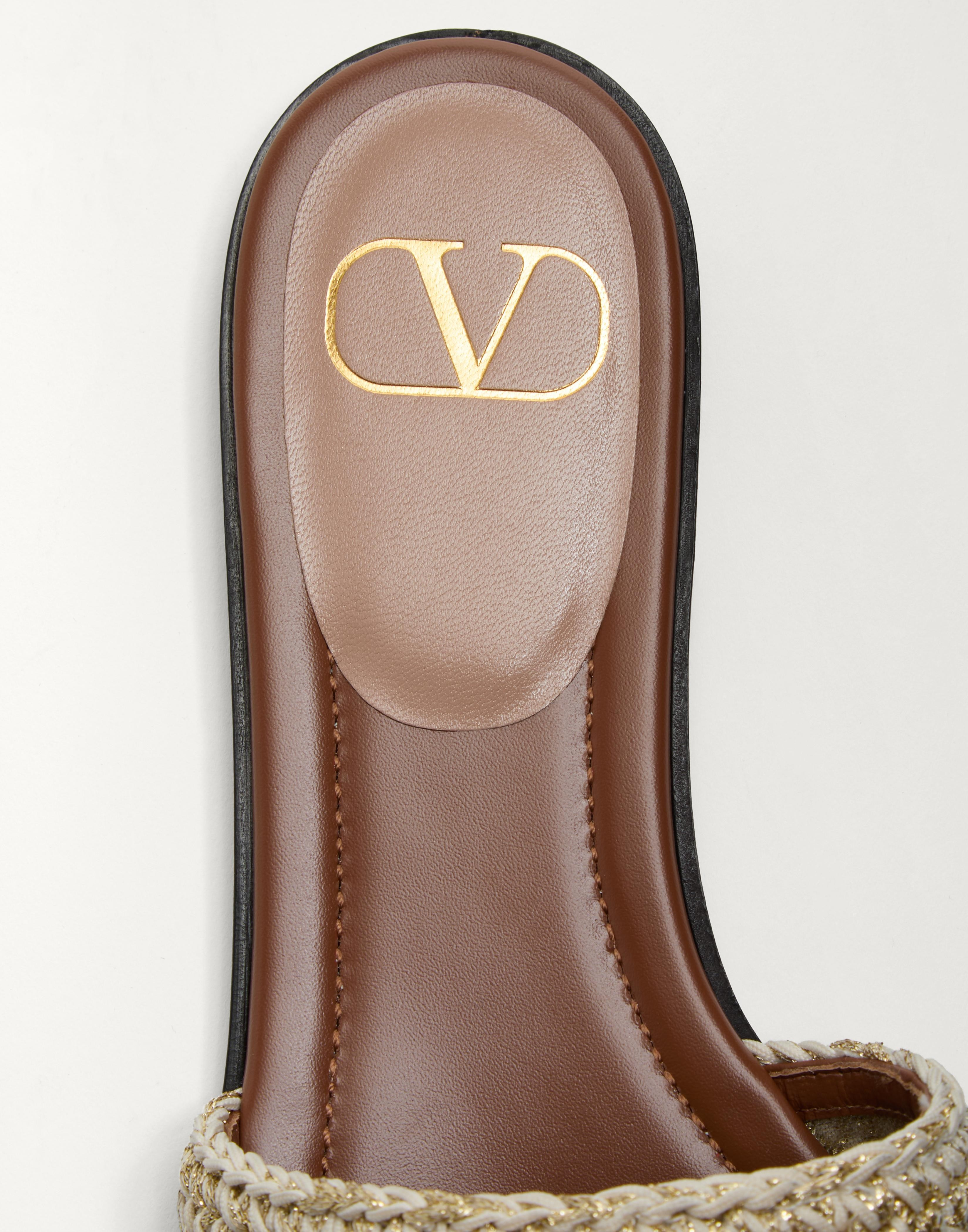 VLOGO SIGNATURE SLIDE SANDAL WITH CROCHET EMBROIDERY - 8