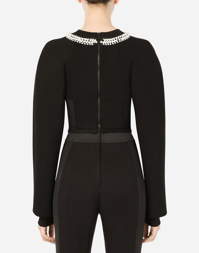 Dolce & Gabbana Technical jersey sweatshirt with pearled bustier details outlook