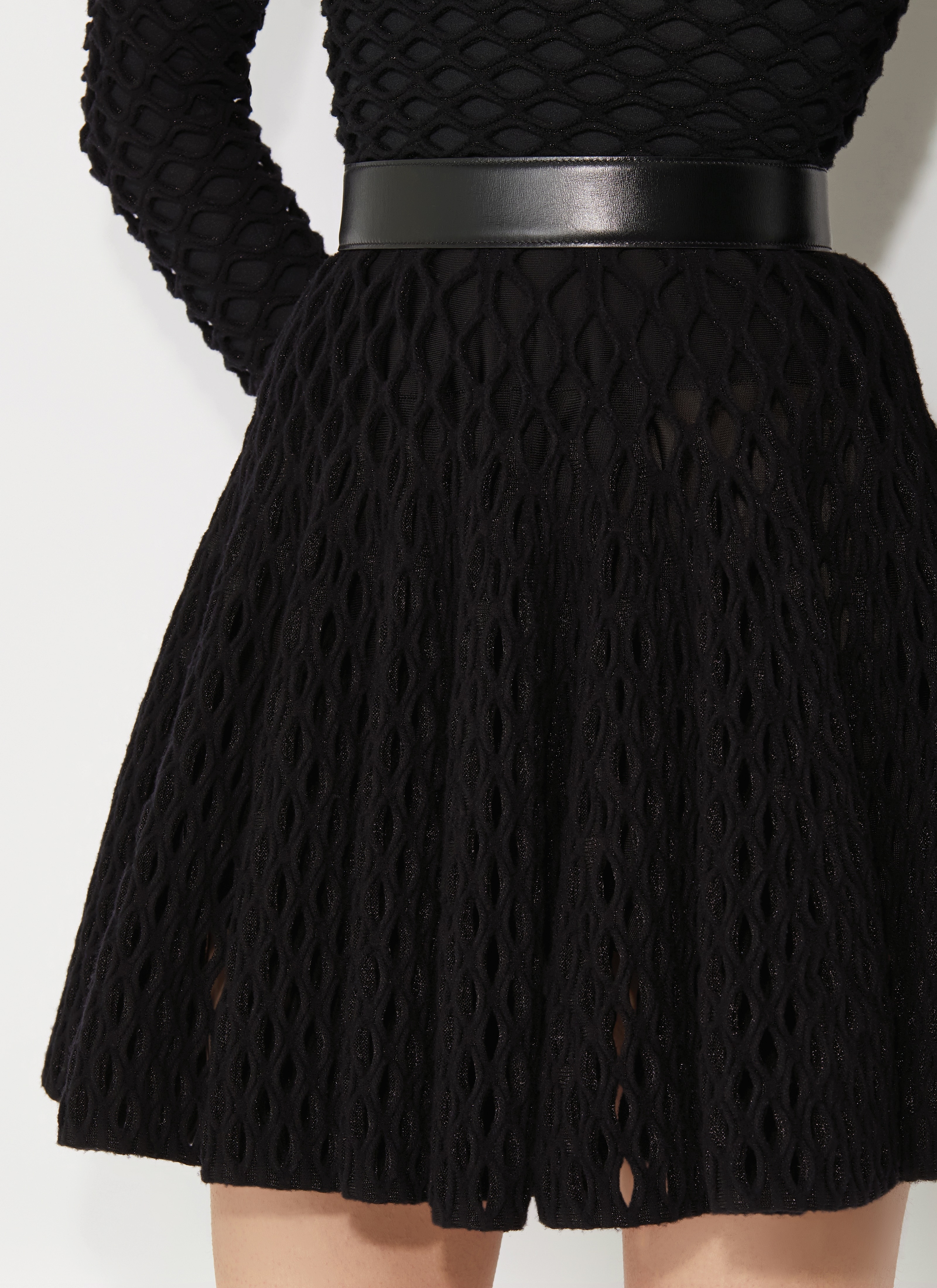 CAGE KNIT SKATER SKIRT - 5