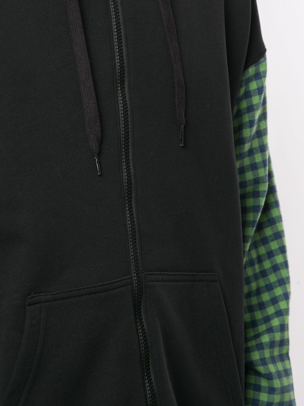 contrast panel zip-fastening hoodie - 5