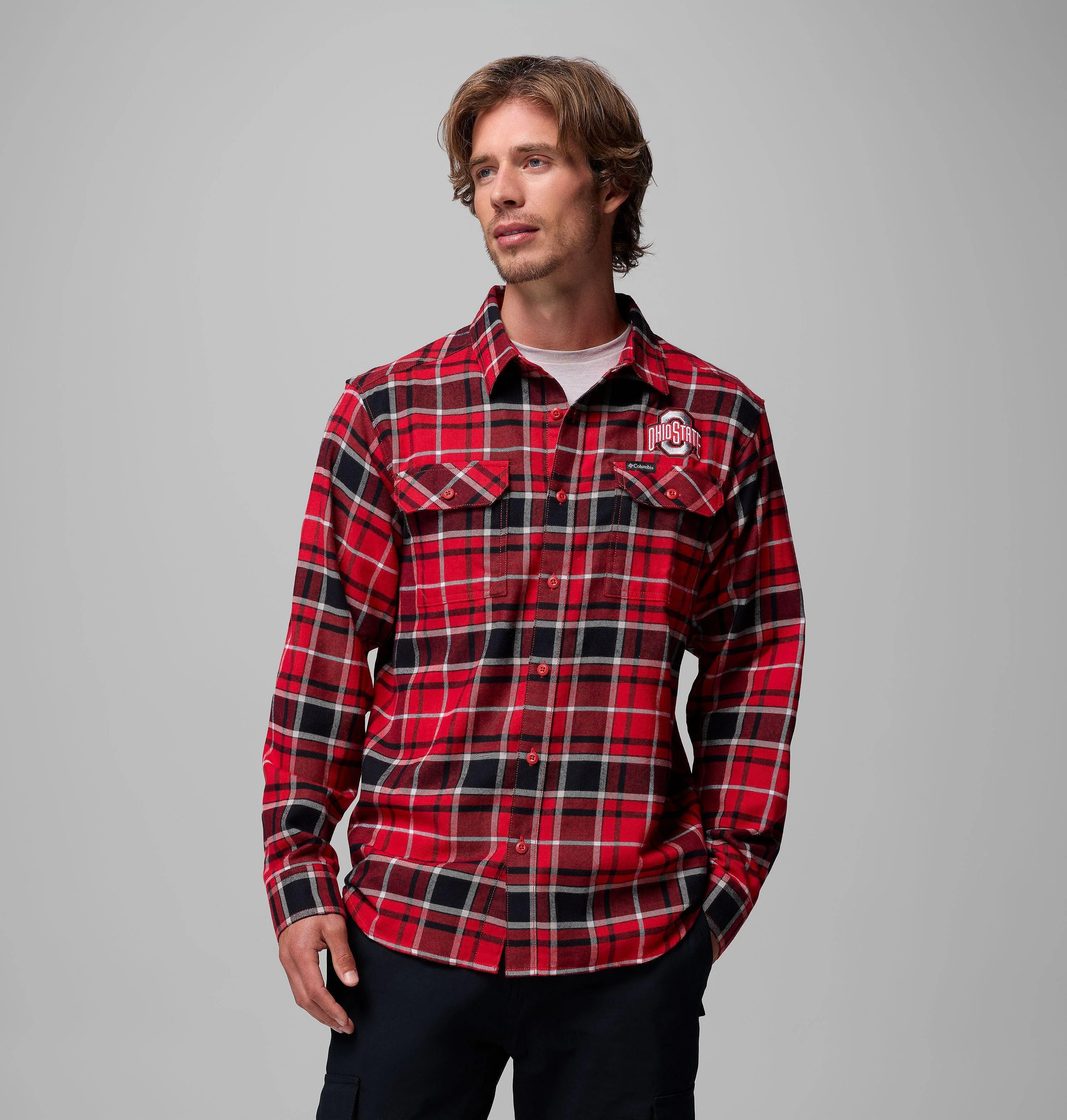 Men's Collegiate Flare Gun Flannel Long Sleeve Shirt - Ohio State - 1