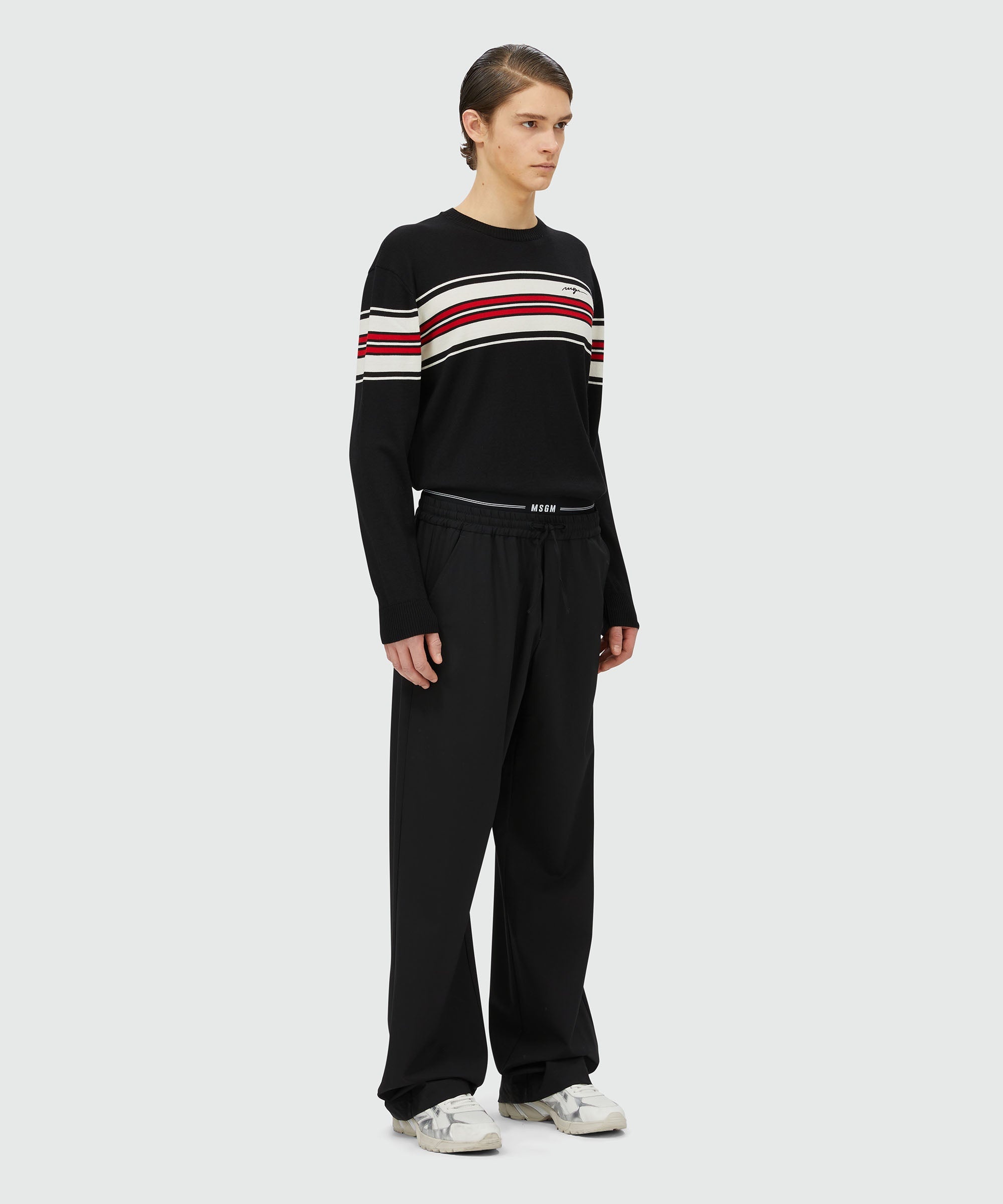 Blended wool sweater with jacquard stripes - 4