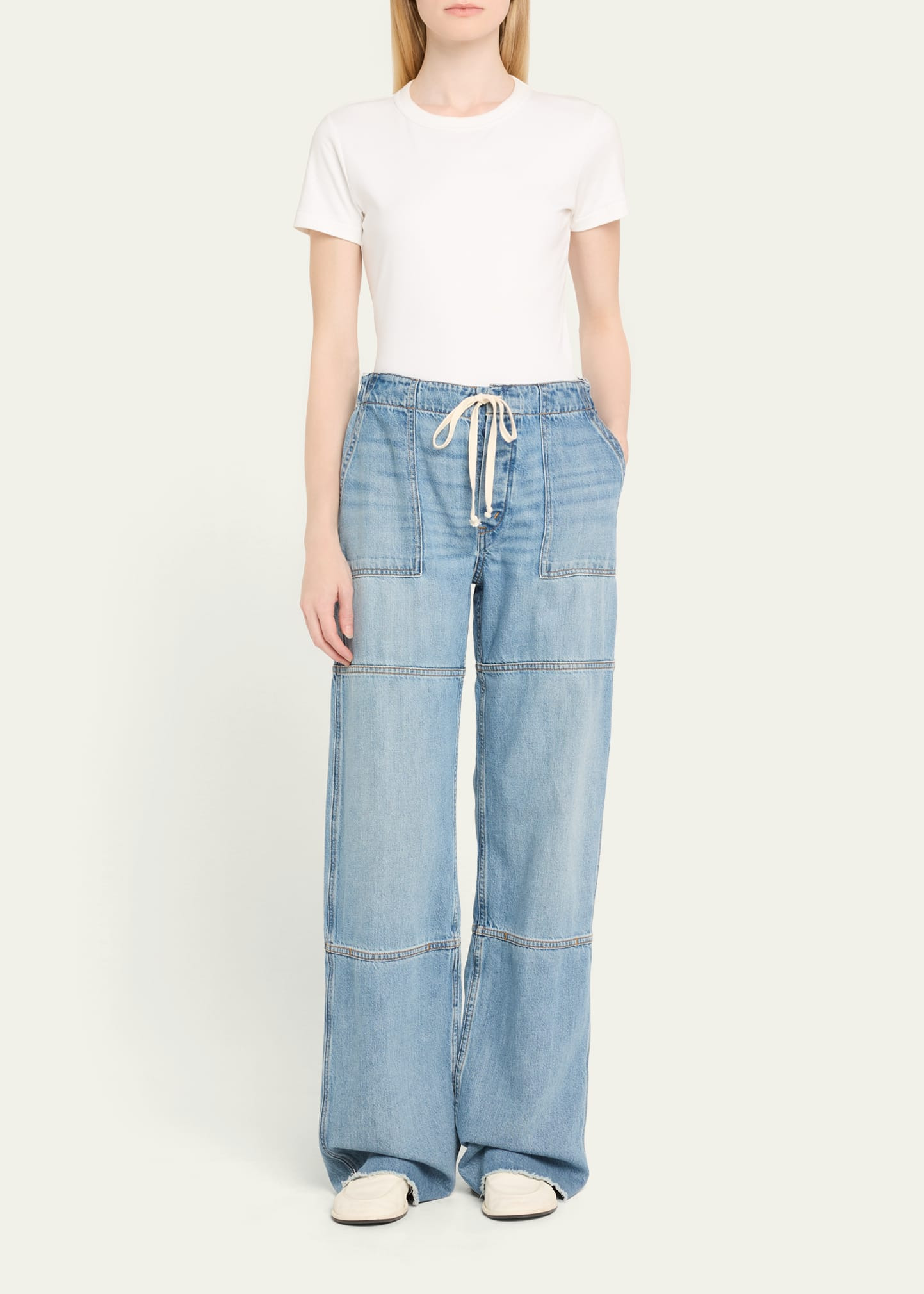 Denim Drawstring Beach Pants - 2