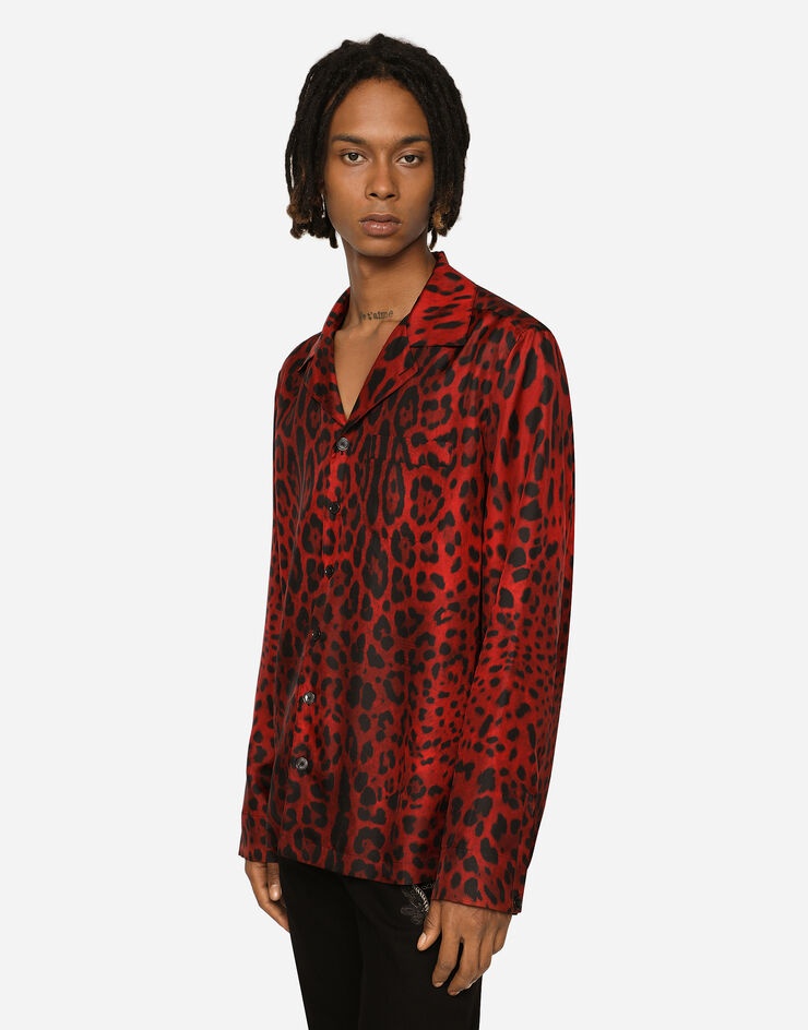 Silk shirt with leopard print - 4