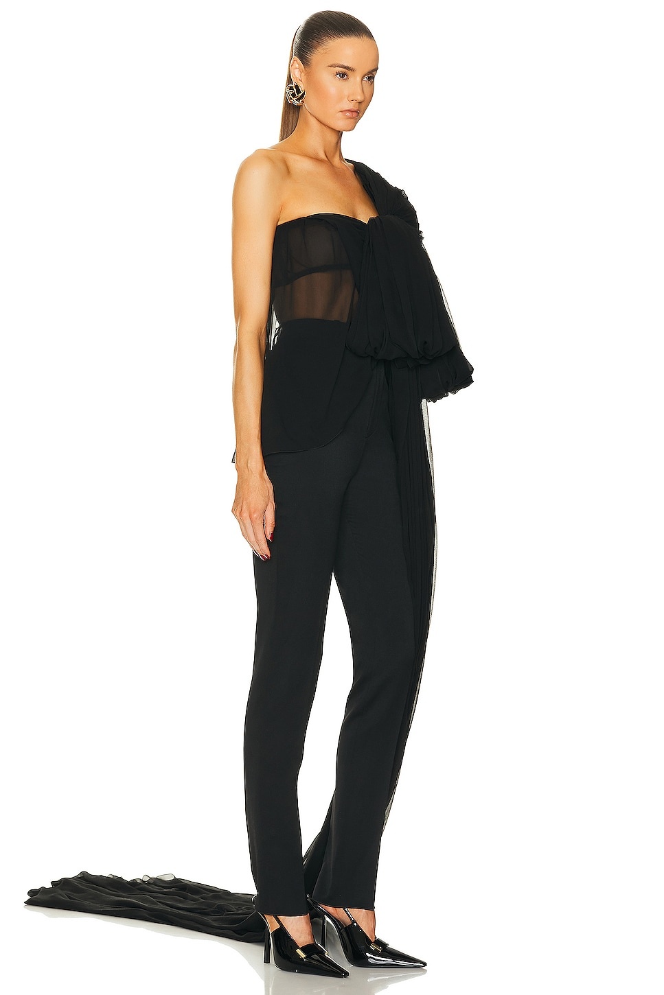 SAINT LAURENT One Shoulder Drape Top | forward | REVERSIBLE