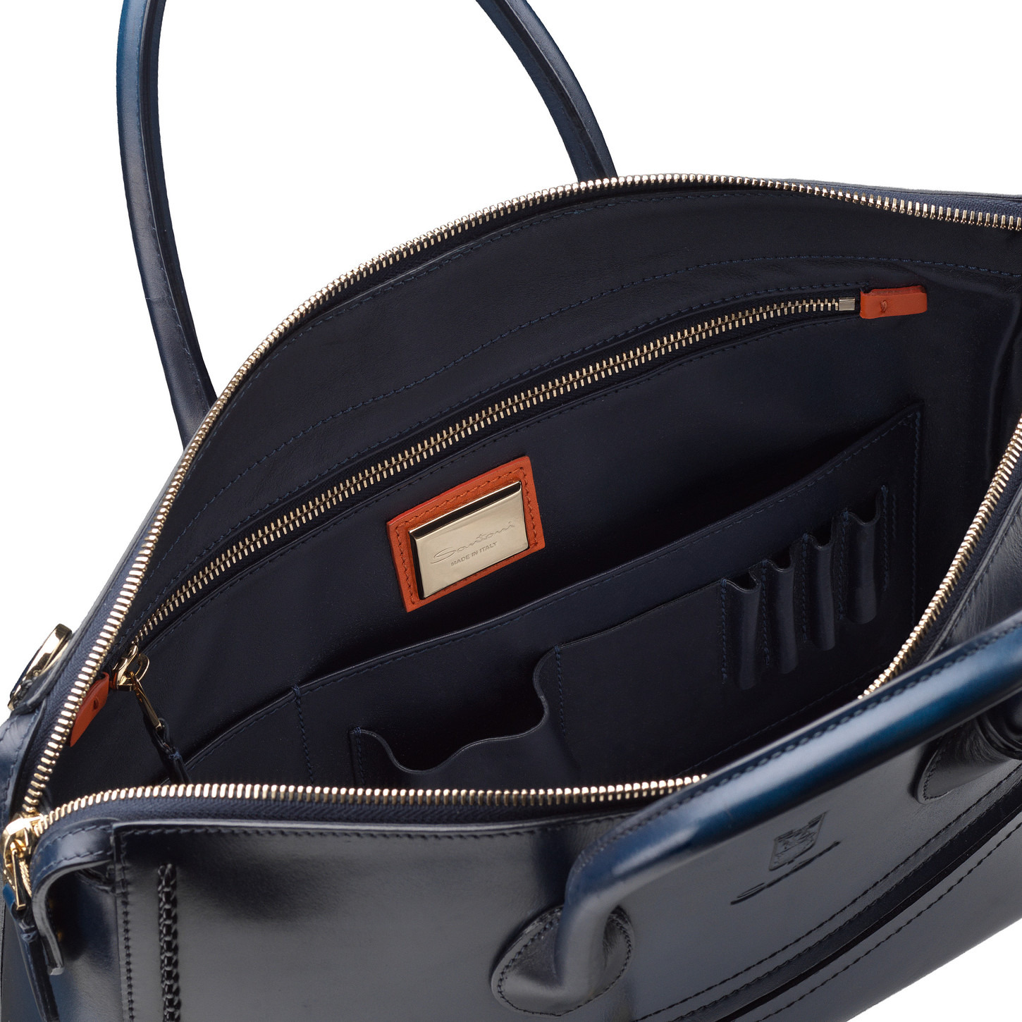 Blue leather Meraviglia Collection laptop bag - 3