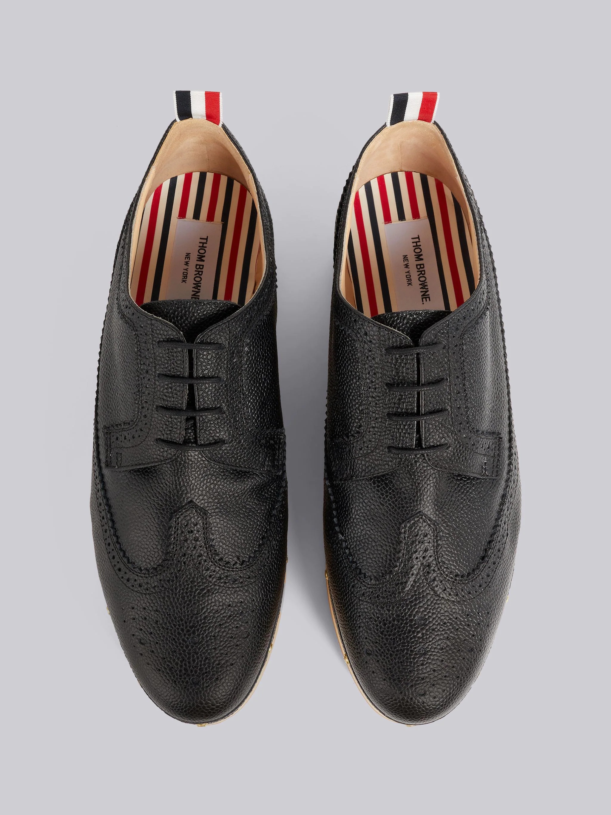 Black Pebbled Calfskin Longwing Brogue Clog - 4