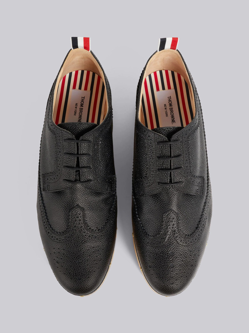 Black Pebbled Calfskin Longwing Brogue Clog 4