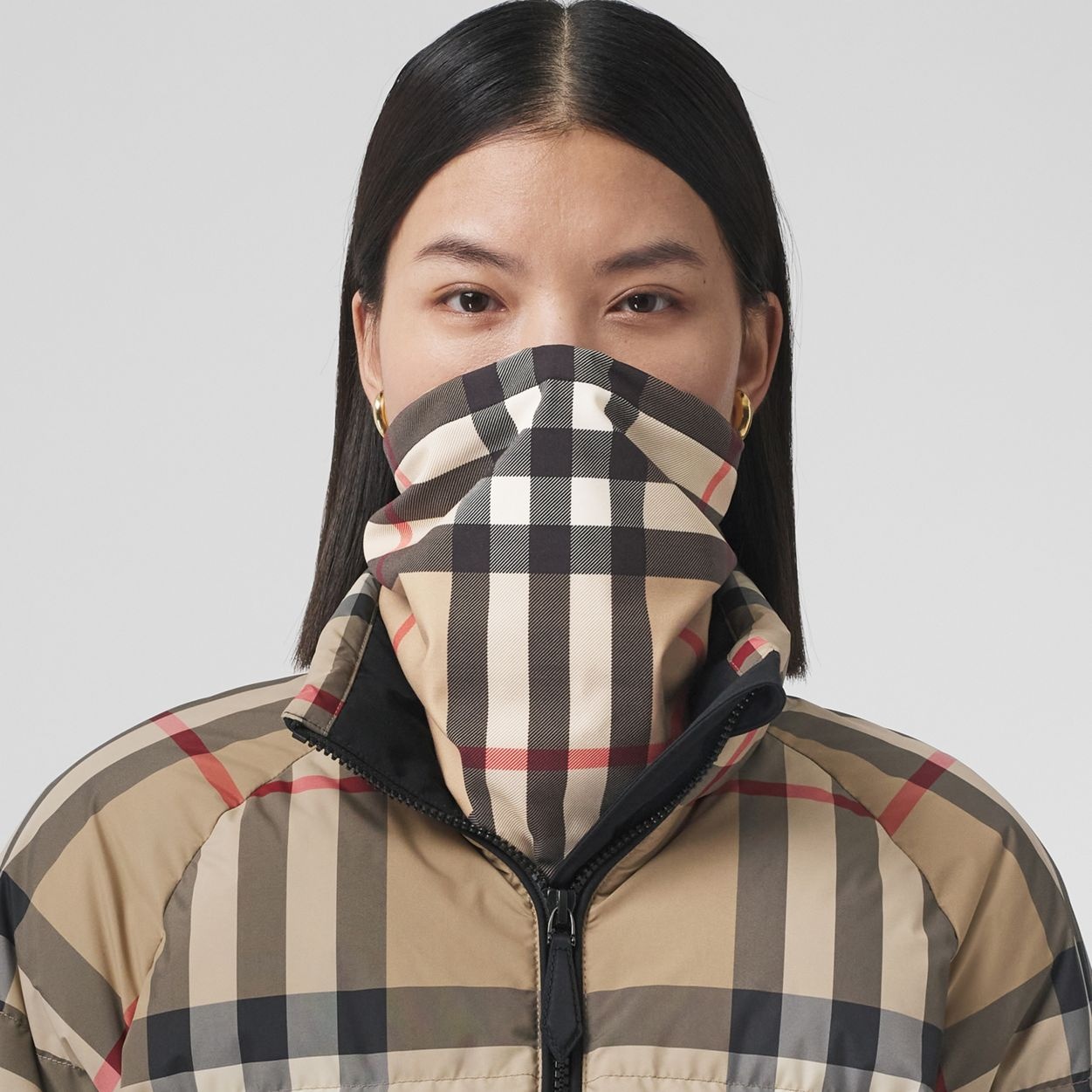 Vintage Check Stretch Nylon Snood - 6