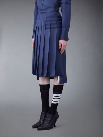Thom Browne Silk Twill 4-Bar Midi Pleated Skirt outlook