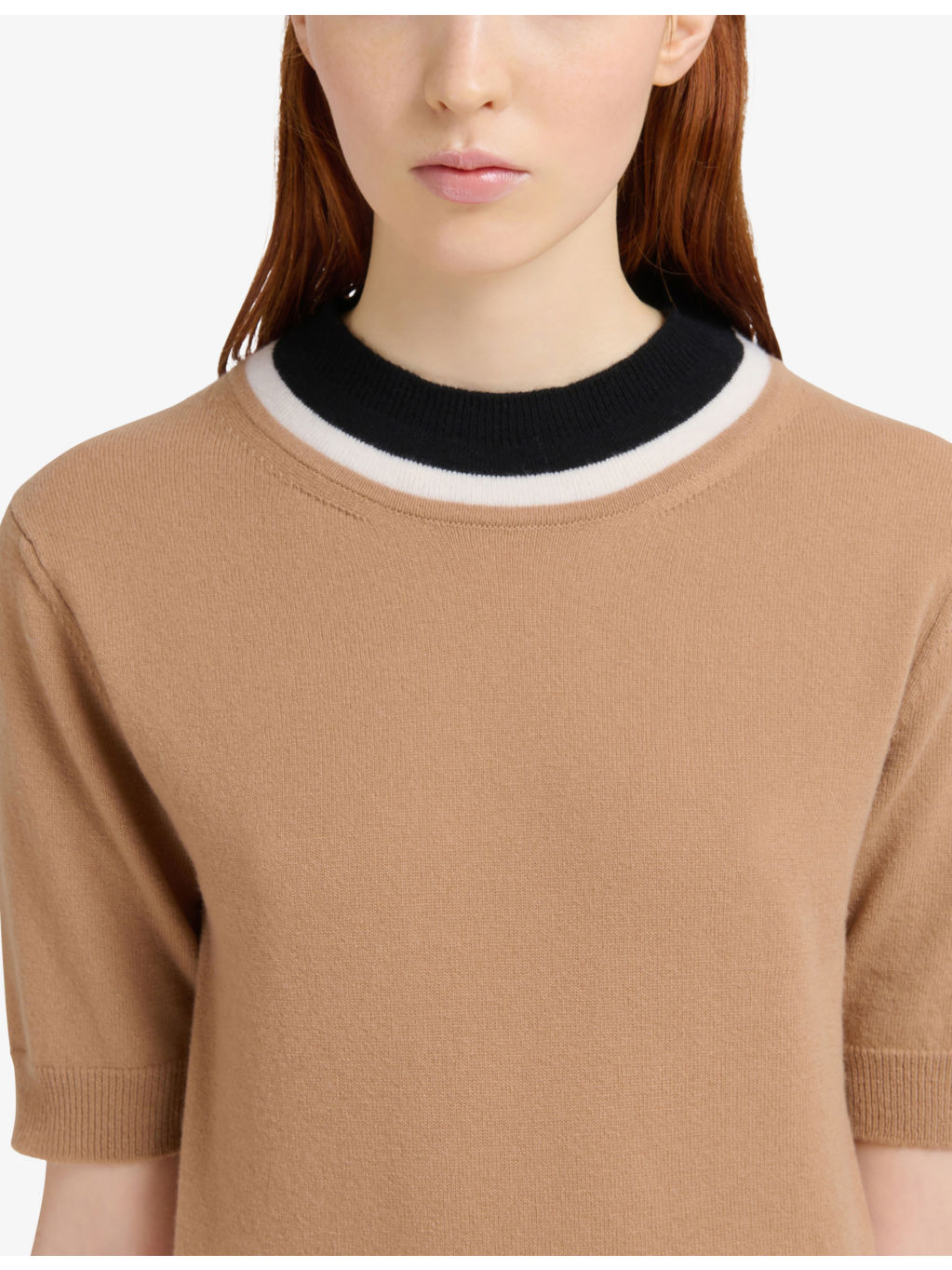Colour-Block Short-Sleeved Wool Jumper - 5