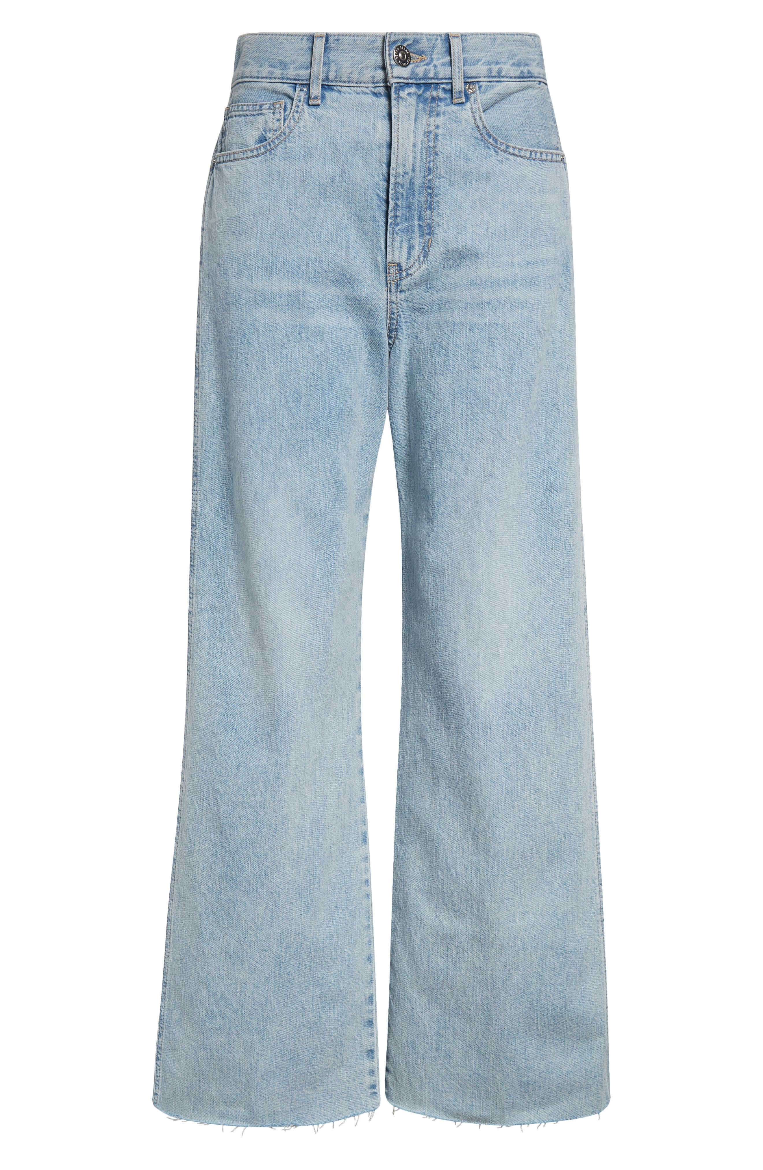 Veronica Beard Taylor Raw Hem High Waist Ankle Wide Leg Jeans in Pale Stone at Nordstrom - 6
