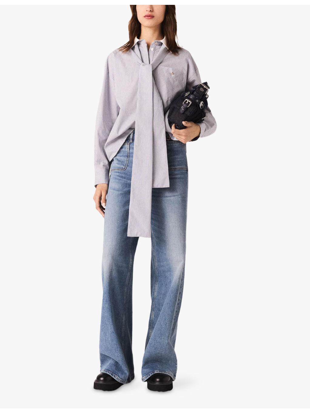 Pussy-Bow Striped Cotton-Blend Shirt - 2