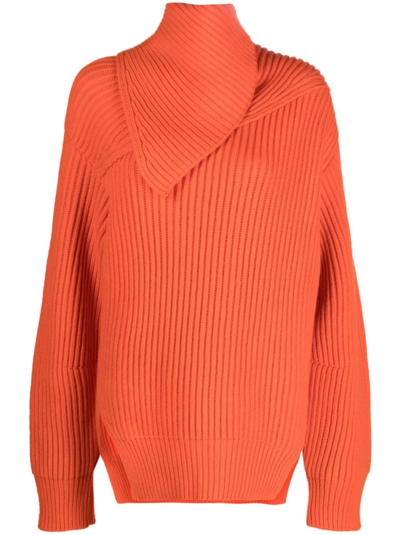 foldover-neck ribbed wool jumper 1