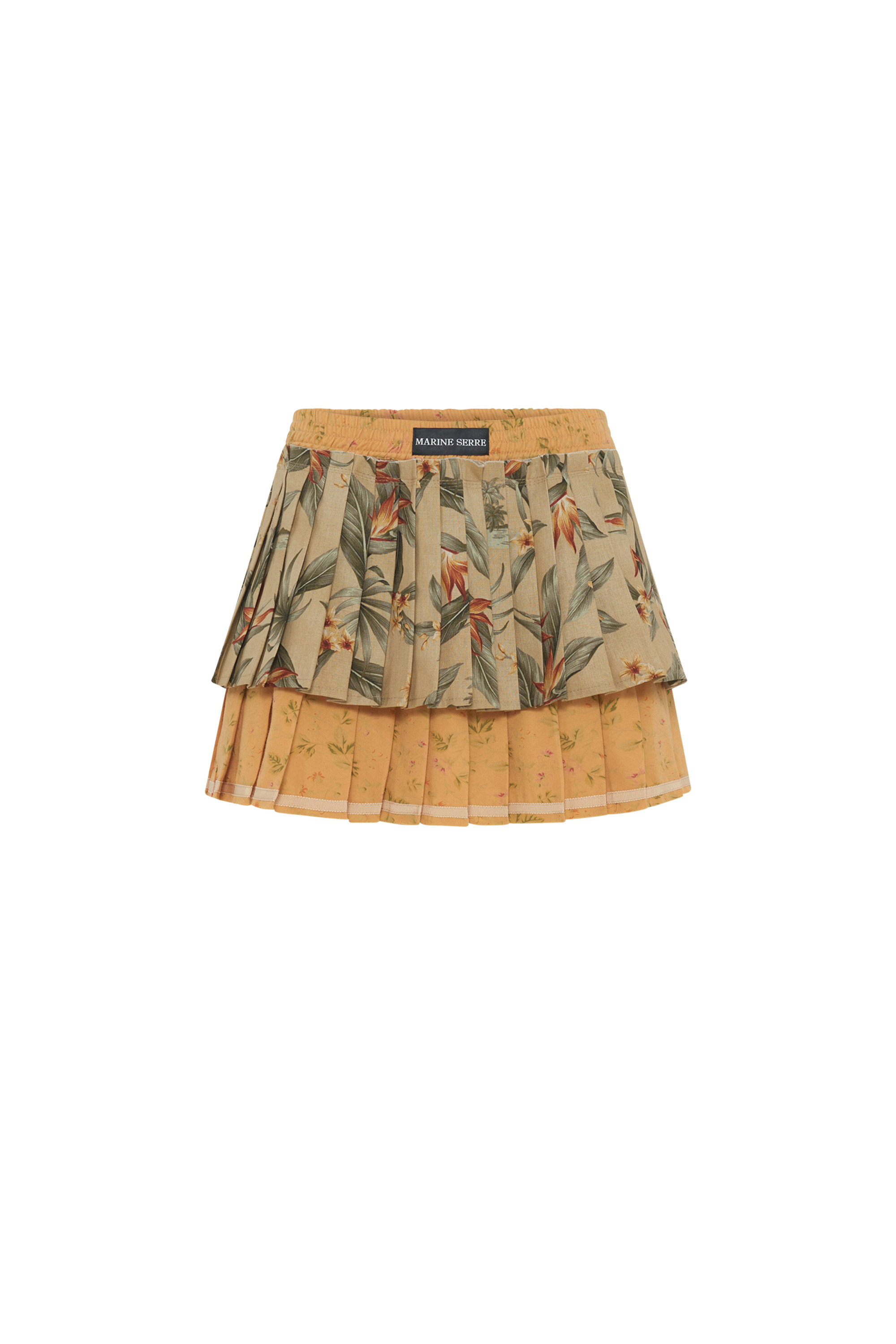 Upcycled Floral Linen Pleated Skirt - 1