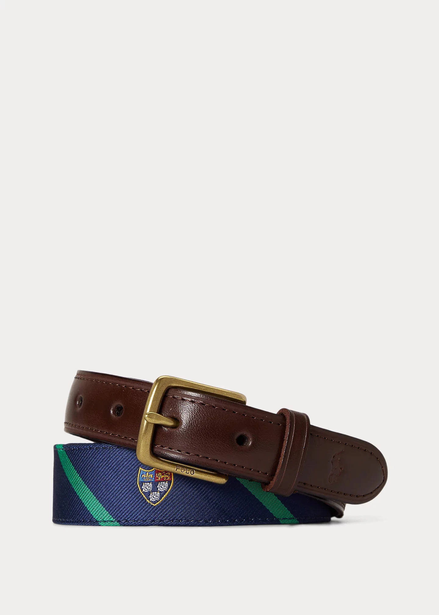 Leather-Trim Silk Jacquard Belt - 1
