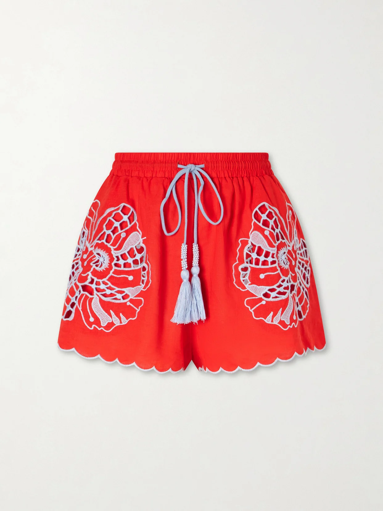 Embroidered Linen-blend Shorts - 1