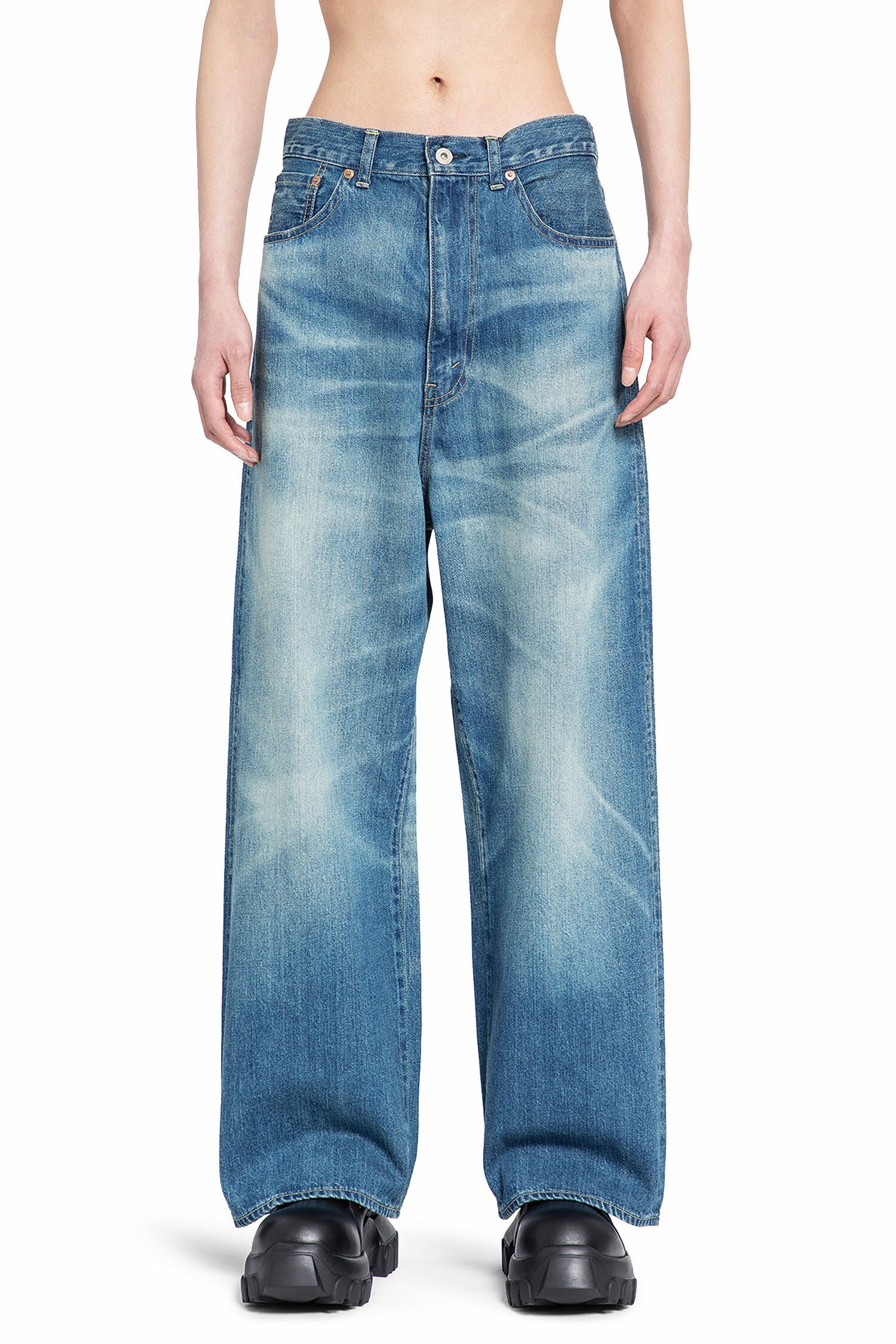 Junya Watanabe MAN high-waisted straight-leg jeans | REVERSIBLE