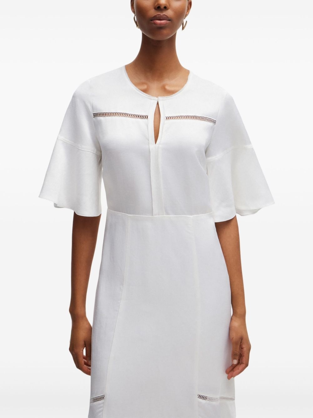 perforated-detailing flared midi dress - 6