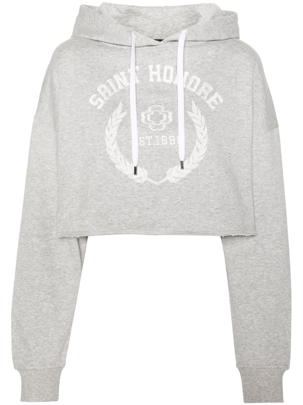 logo-embroidered cropped hoodie - 1