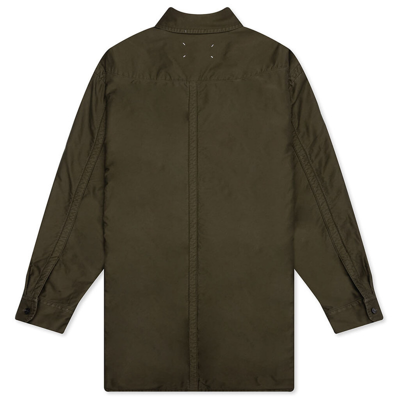 Maison Margiela PADDED COTTON SATIN SHIRT - MILITARY GREEN outlook