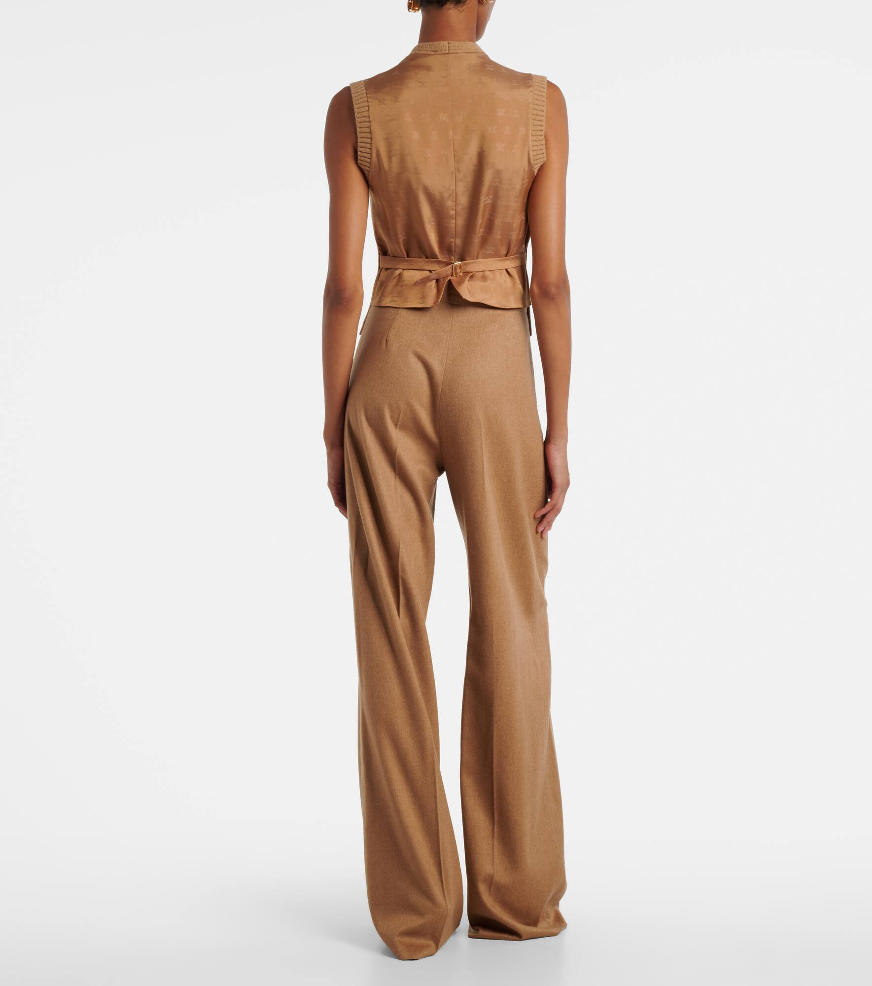 Madre paneled wool-blend and satin vest - 3